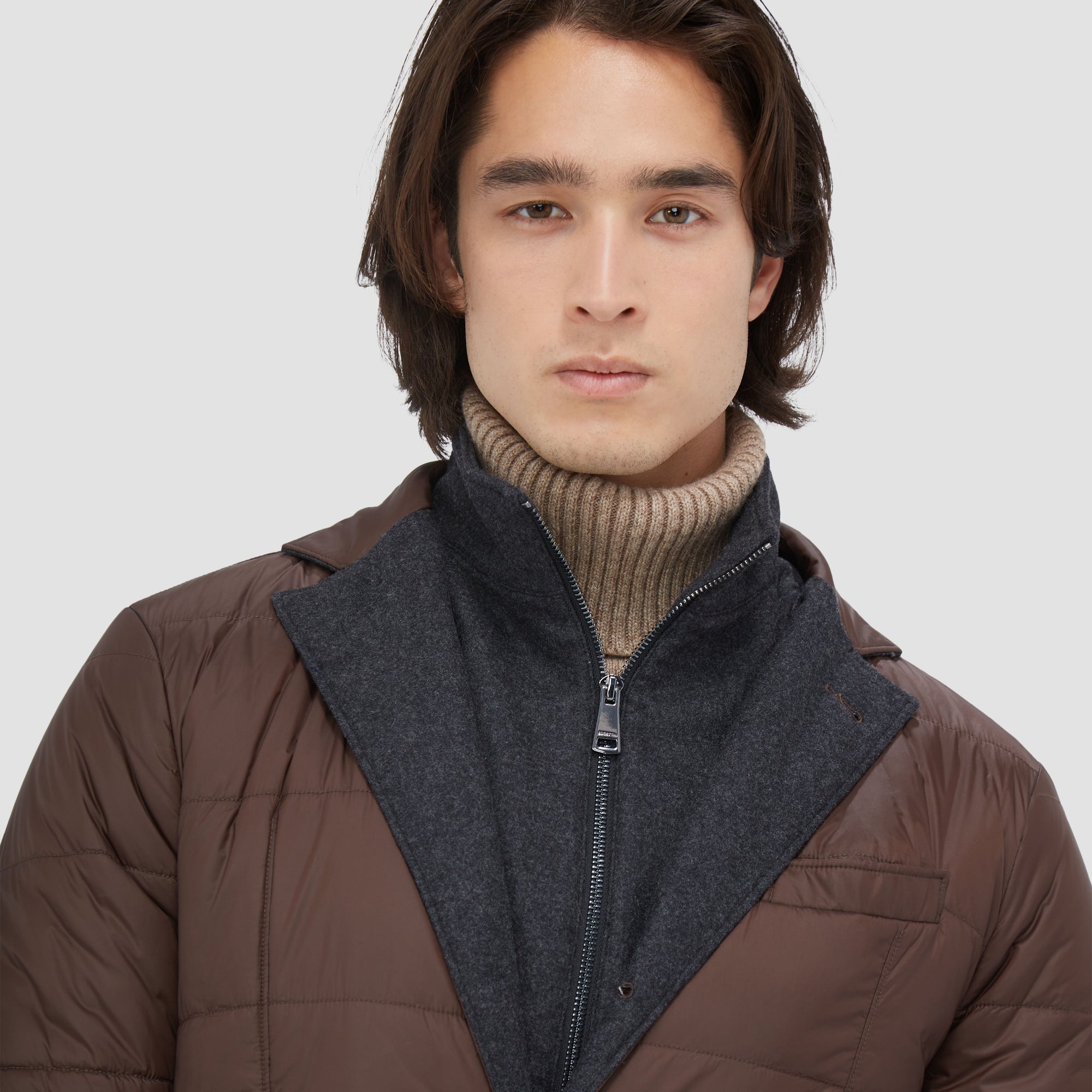 Three Button Quilted Blazer with Detachable Bib