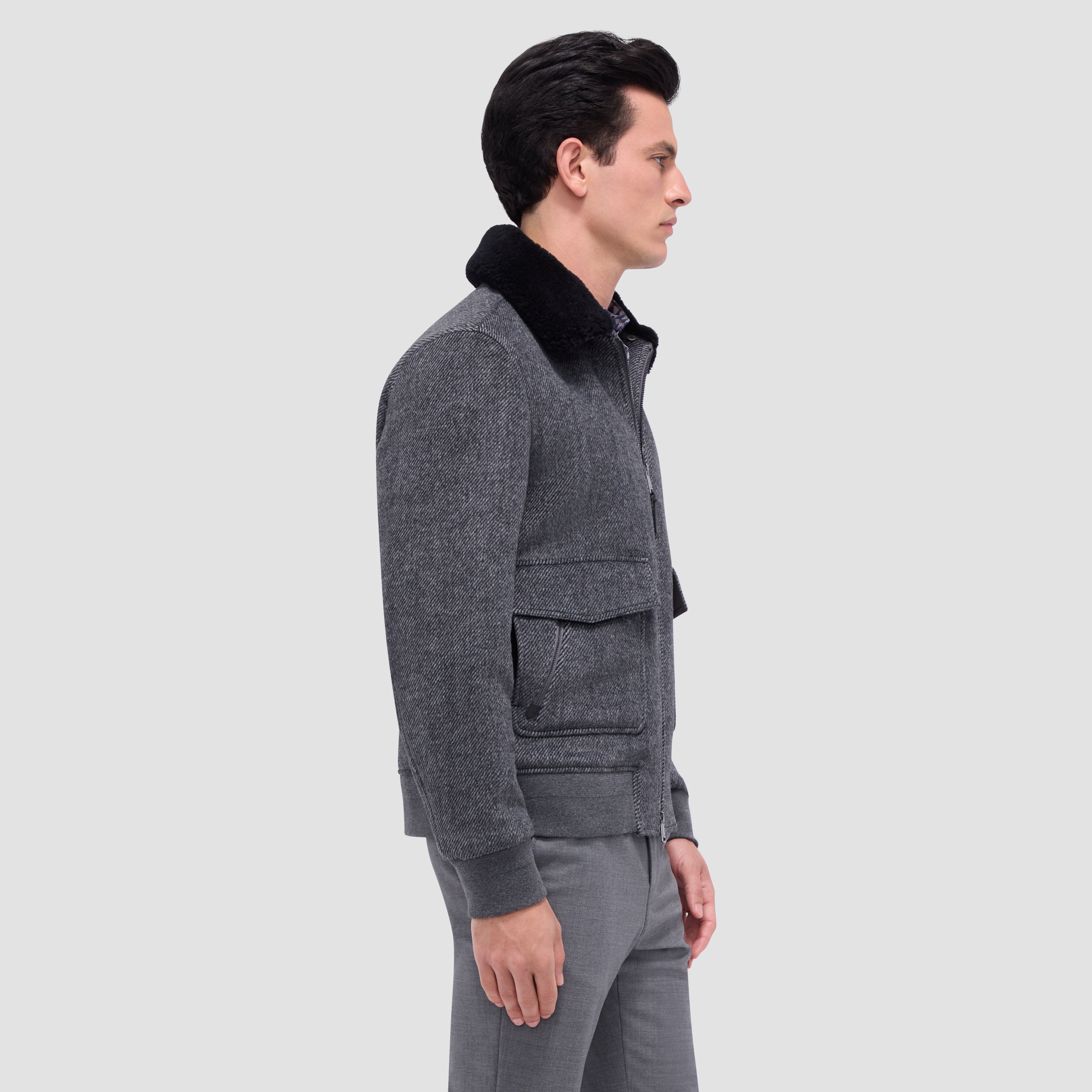 Marled Wool Bomber Jacket – BUGATCHI