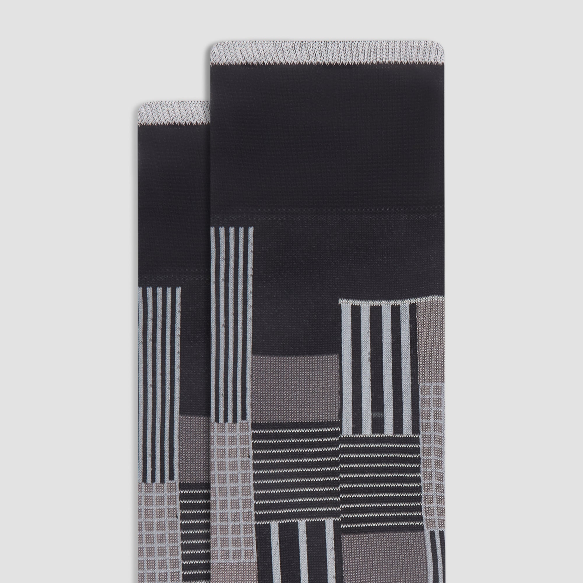 Check-Stripe Mid-Calf Socks