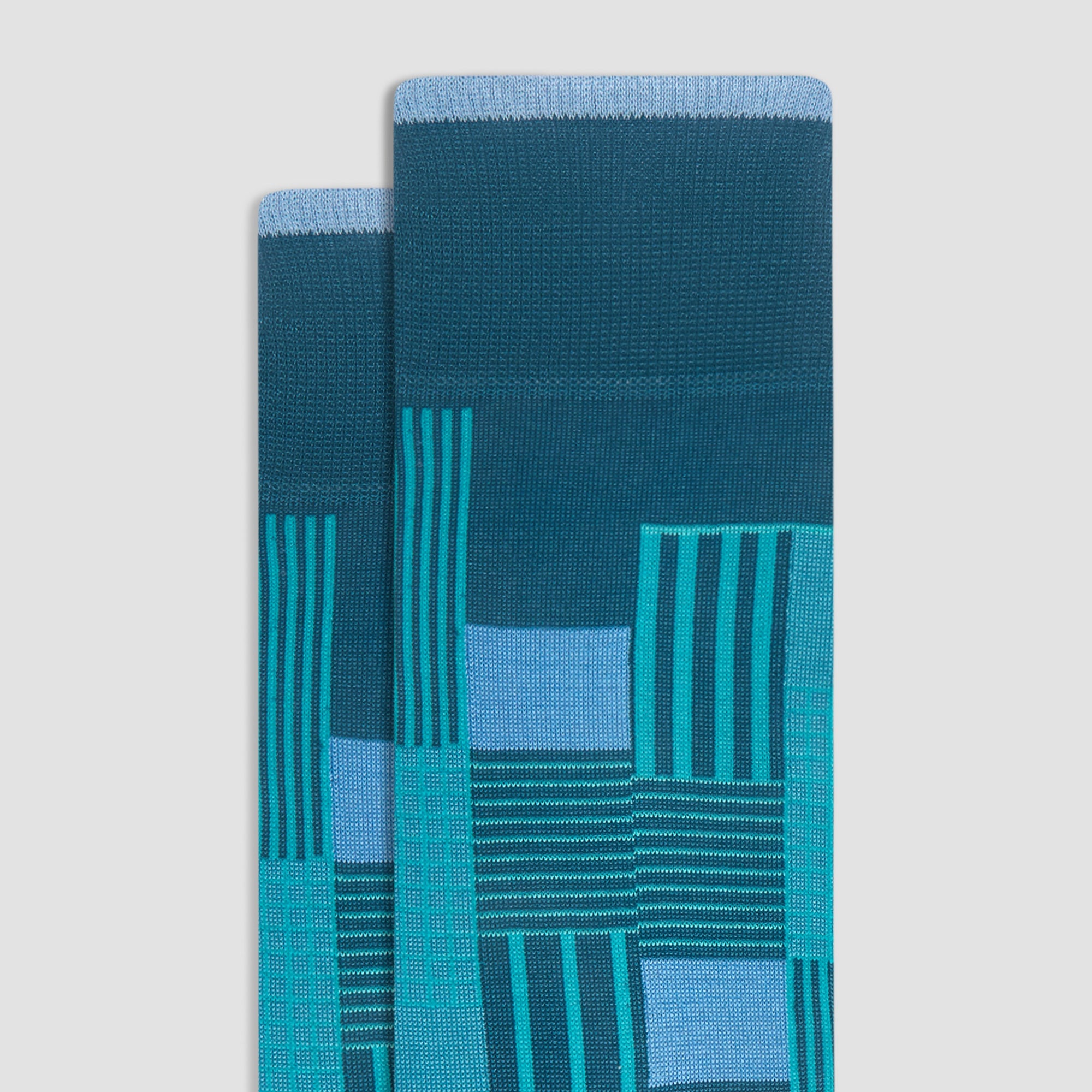 Check-Stripe Mid-Calf Socks