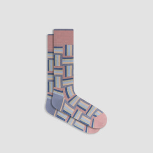 Check-Stripe Mid-Calf Socks