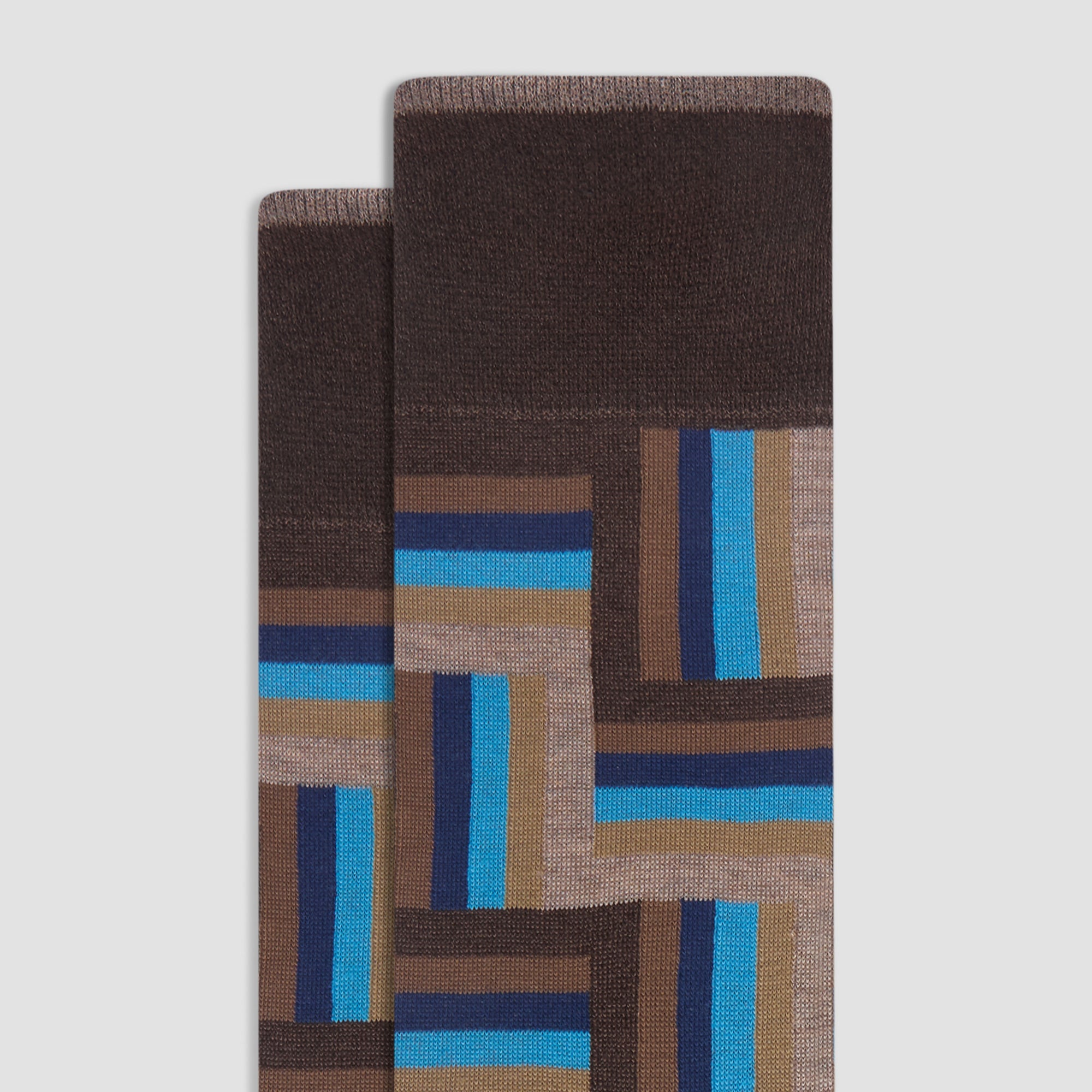 Check-Stripe Mid-Calf Socks