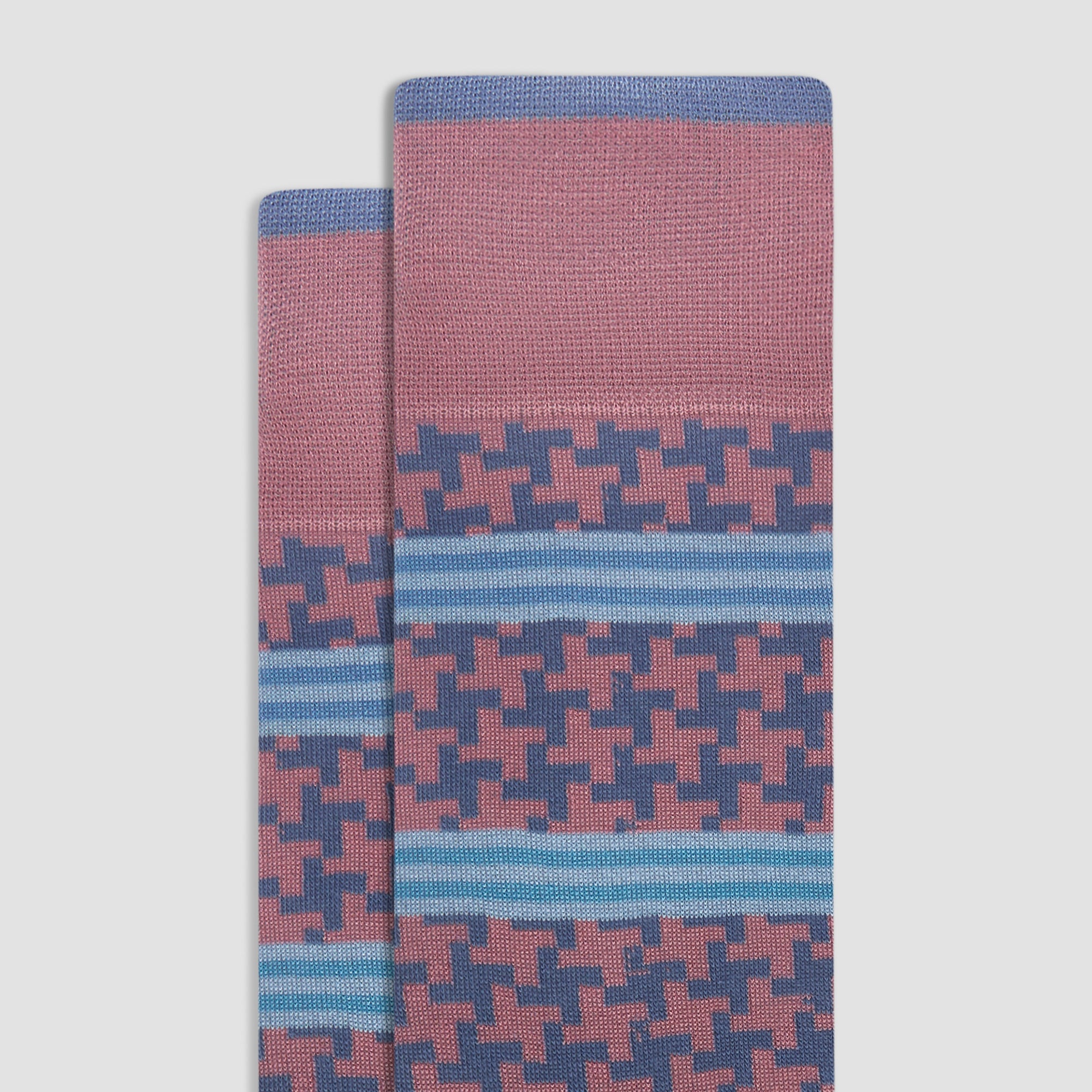 Striped Hound's Tooth Mid-Calf Socks