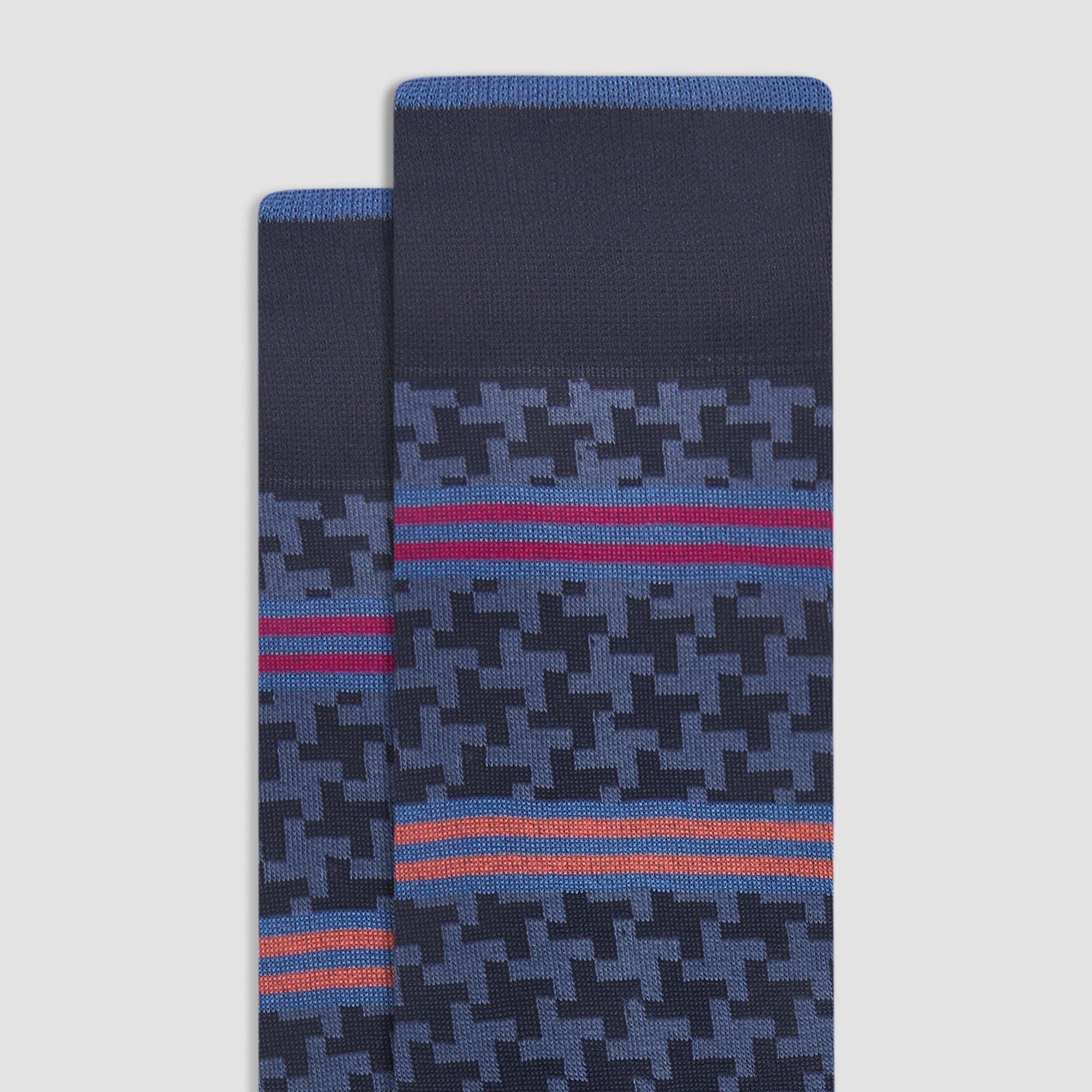 Striped Hound's Tooth Mid-Calf Socks