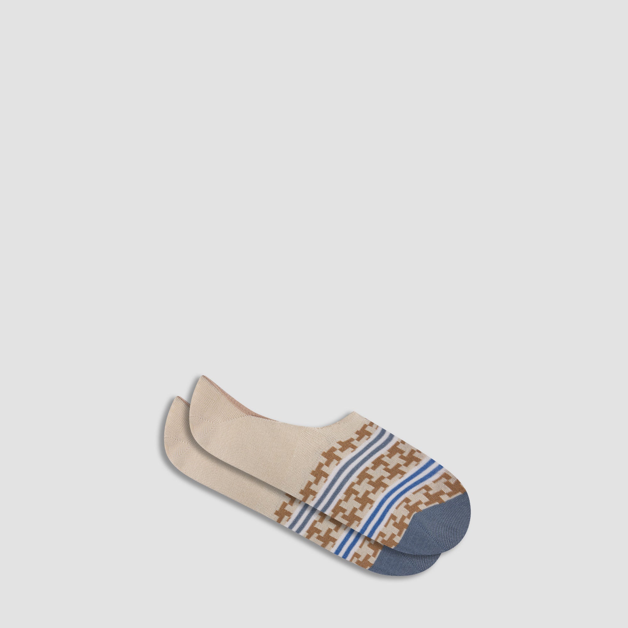 Striped Hound's Tooth No-Show Socks
