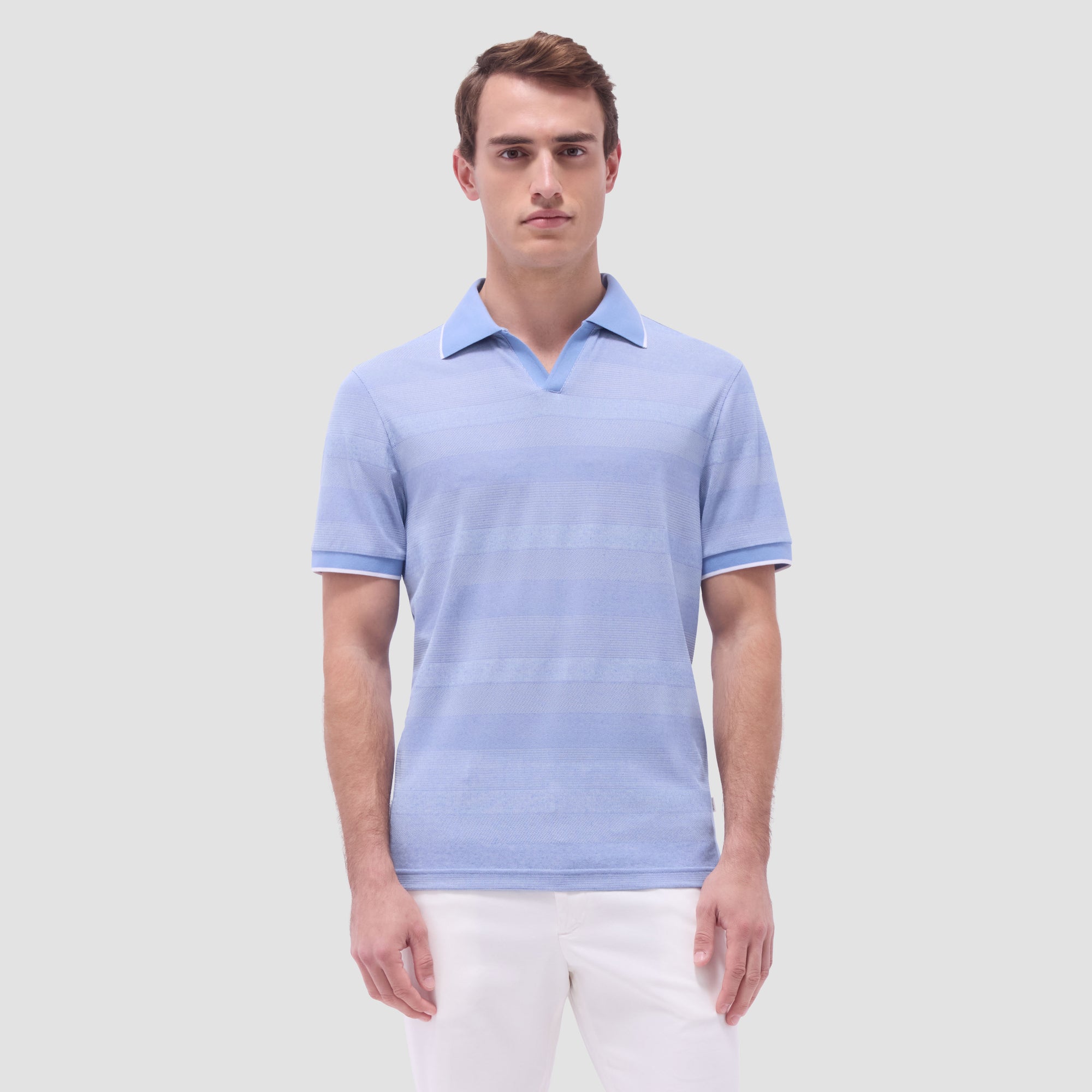 Mixed Media Johnny Collar Polo Shirt