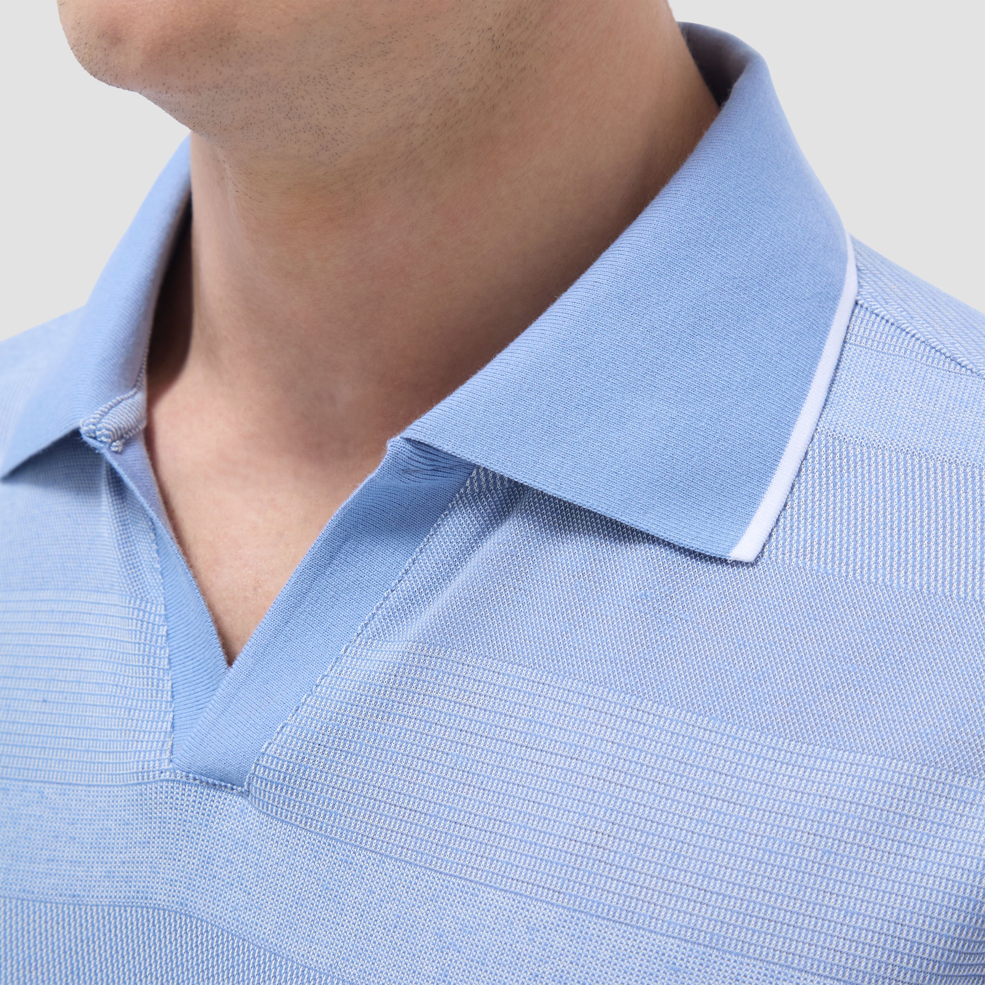 Mixed Media Johnny Collar Polo Shirt