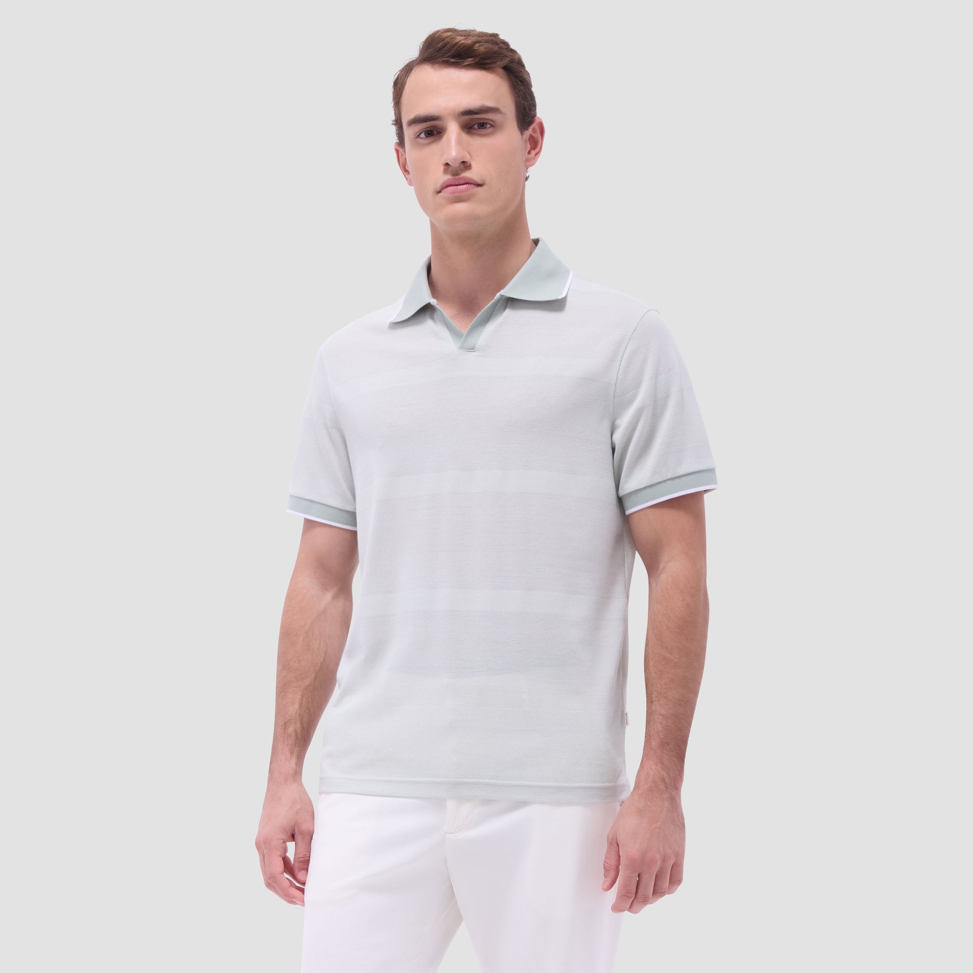 Mixed Media Johnny Collar Polo Shirt