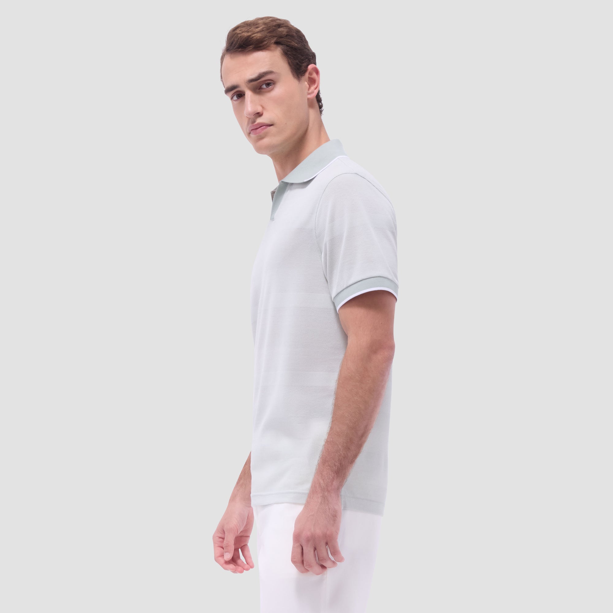 Mixed Media Johnny Collar Polo Shirt