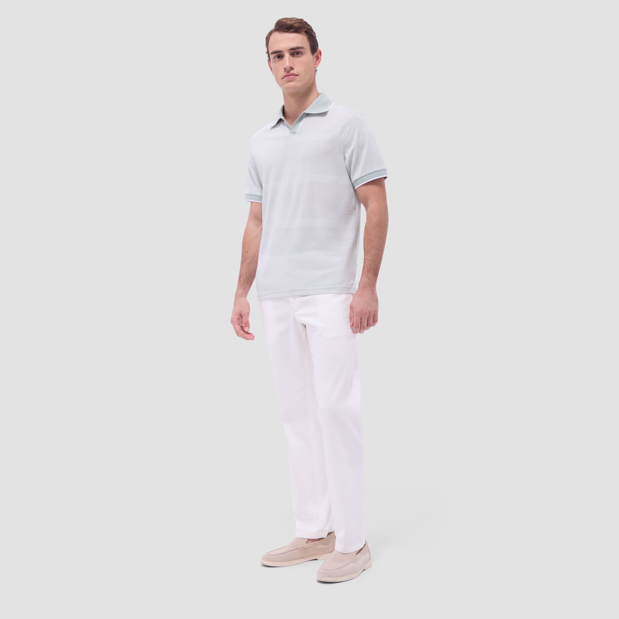 Mixed Media Johnny Collar Polo Shirt