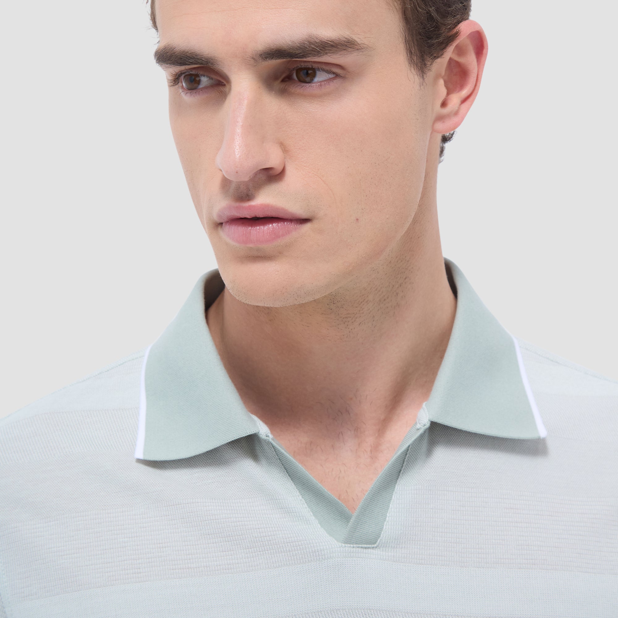 Mixed Media Johnny Collar Polo Shirt