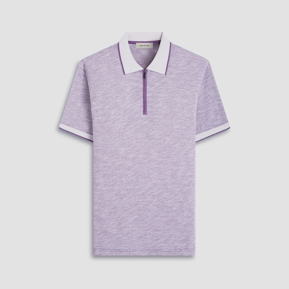 Textured Quarter-Zip Polo Shirt in Plum – BUGATCHI