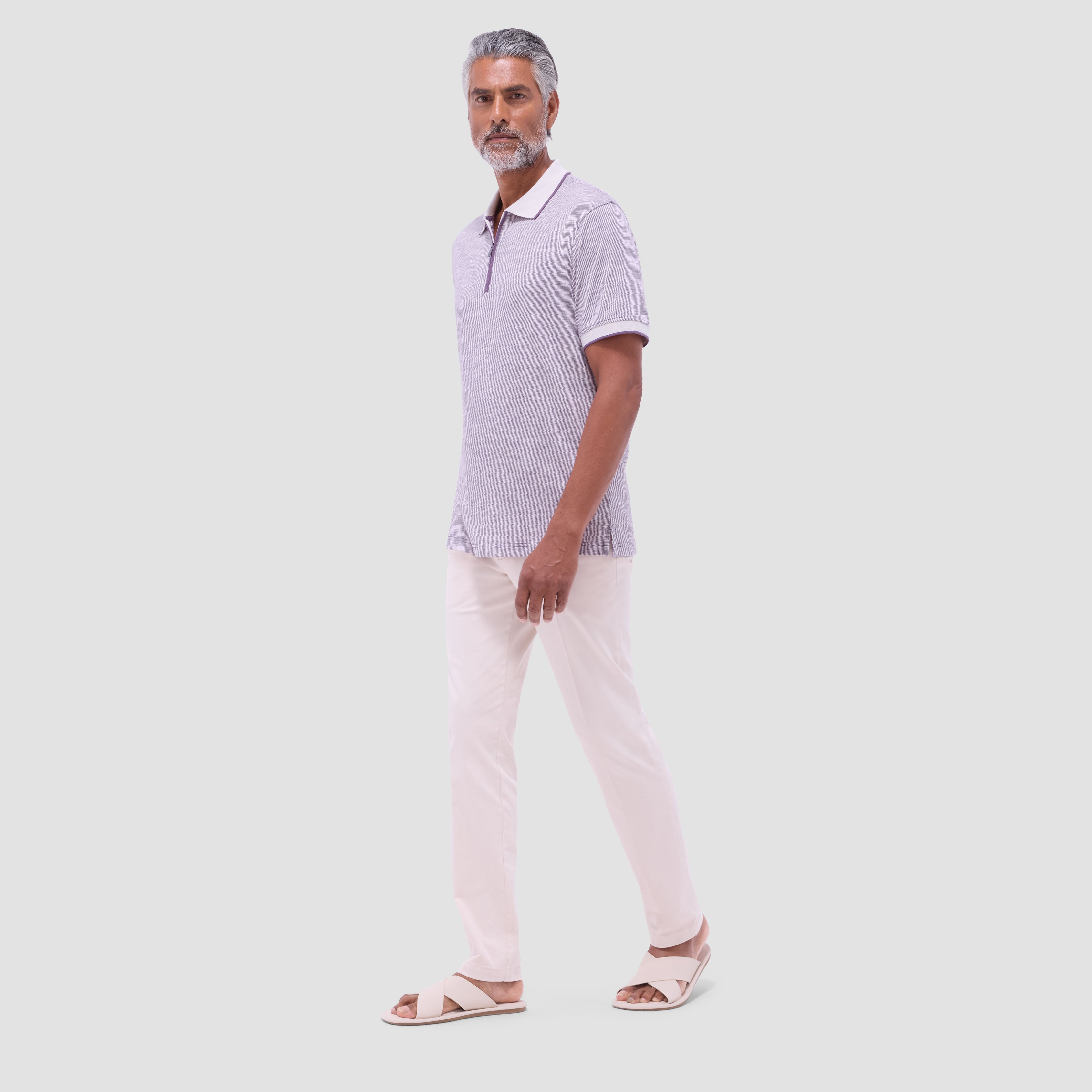 Textured Quarter-Zip Polo Shirt in Plum – BUGATCHI