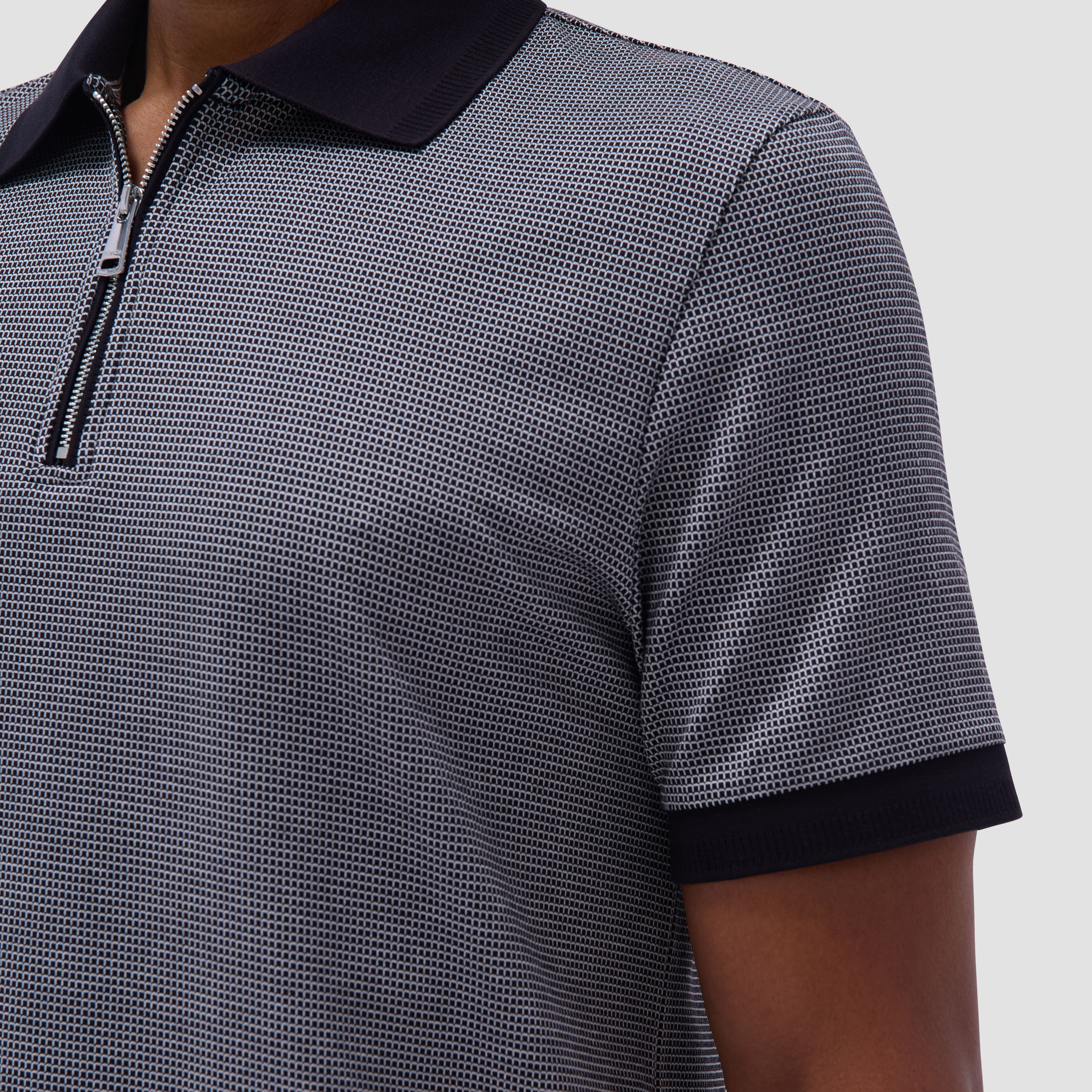 Micro Check Quarter-Zip Polo Shirt – BUGATCHI