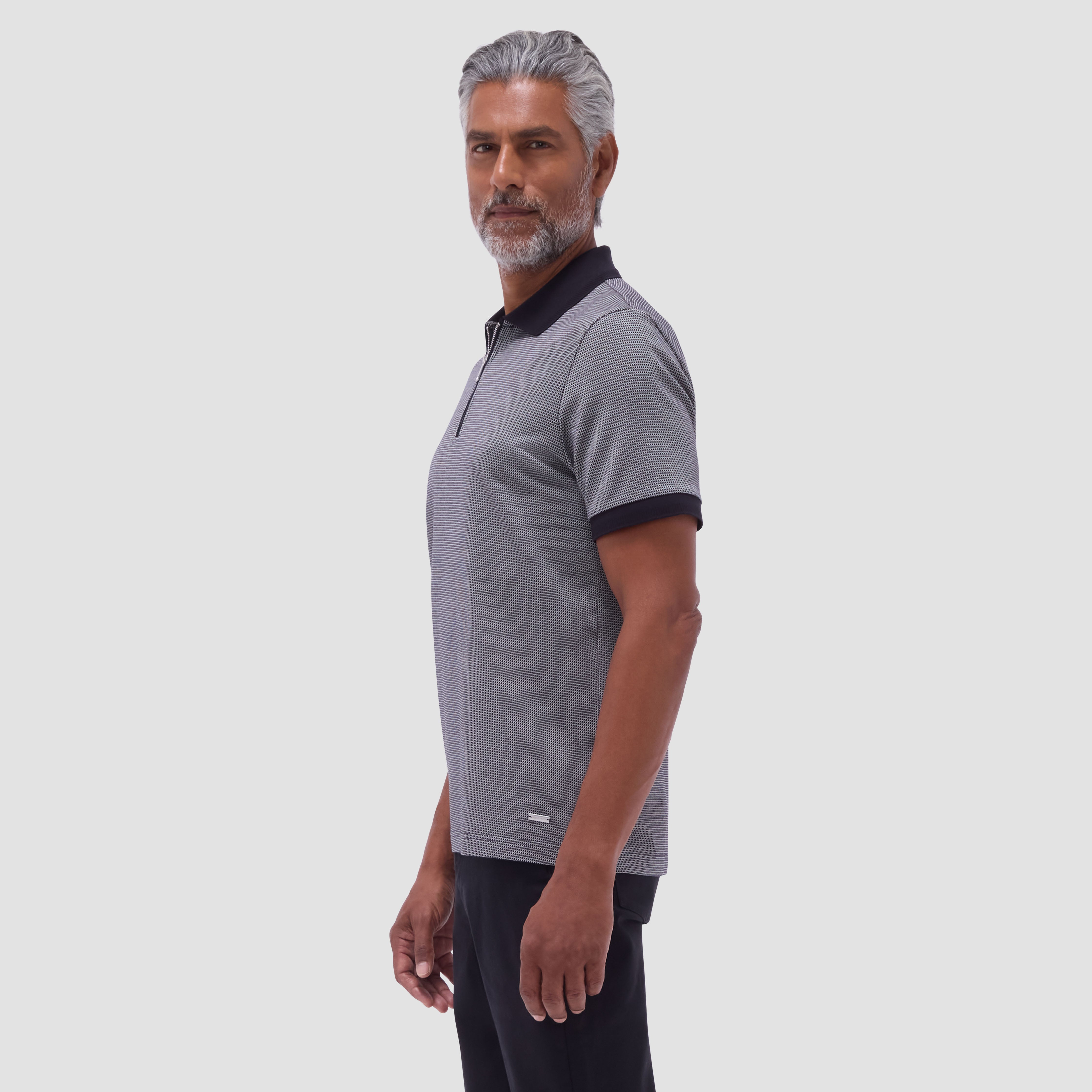Micro Check Quarter-Zip Polo Shirt – BUGATCHI