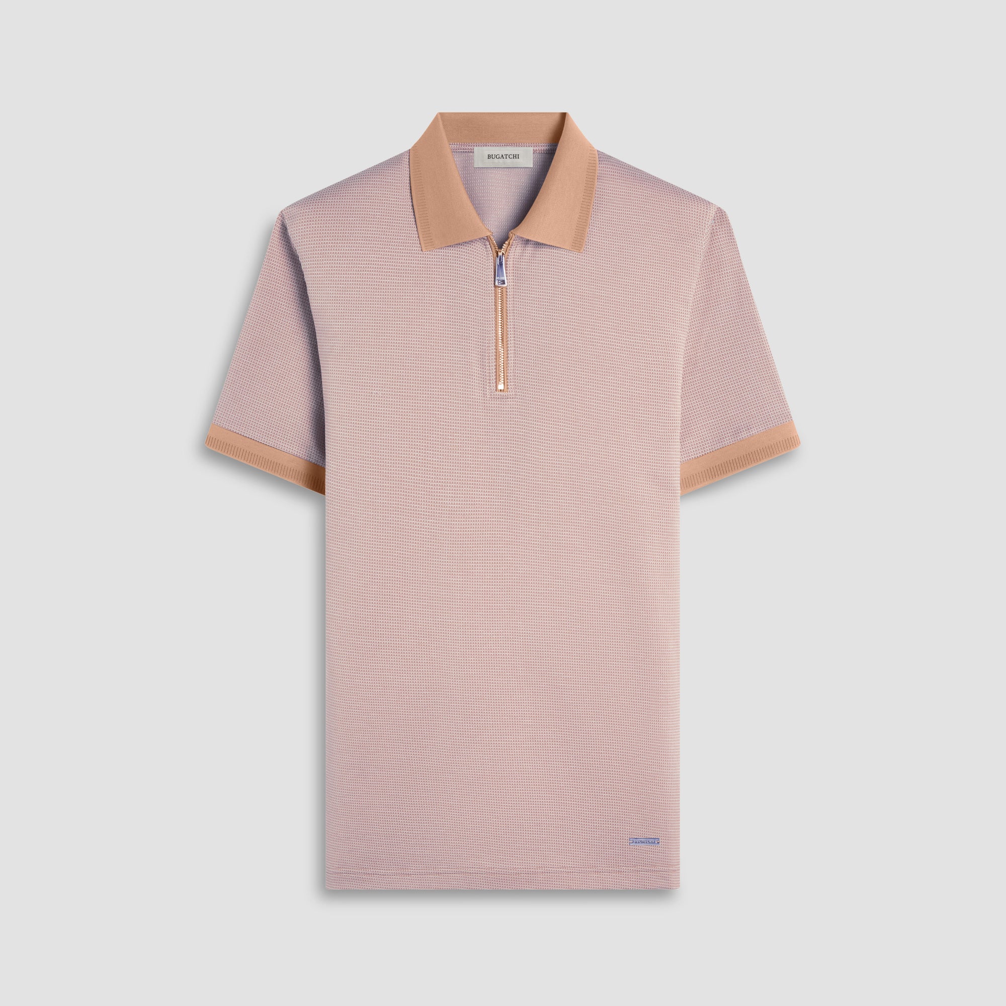 Micro Check Quarter-Zip Polo Shirt