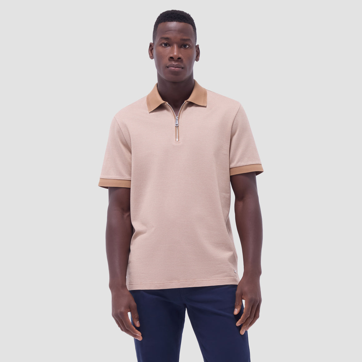 Micro Check Quarter-Zip Polo Shirt – BUGATCHI