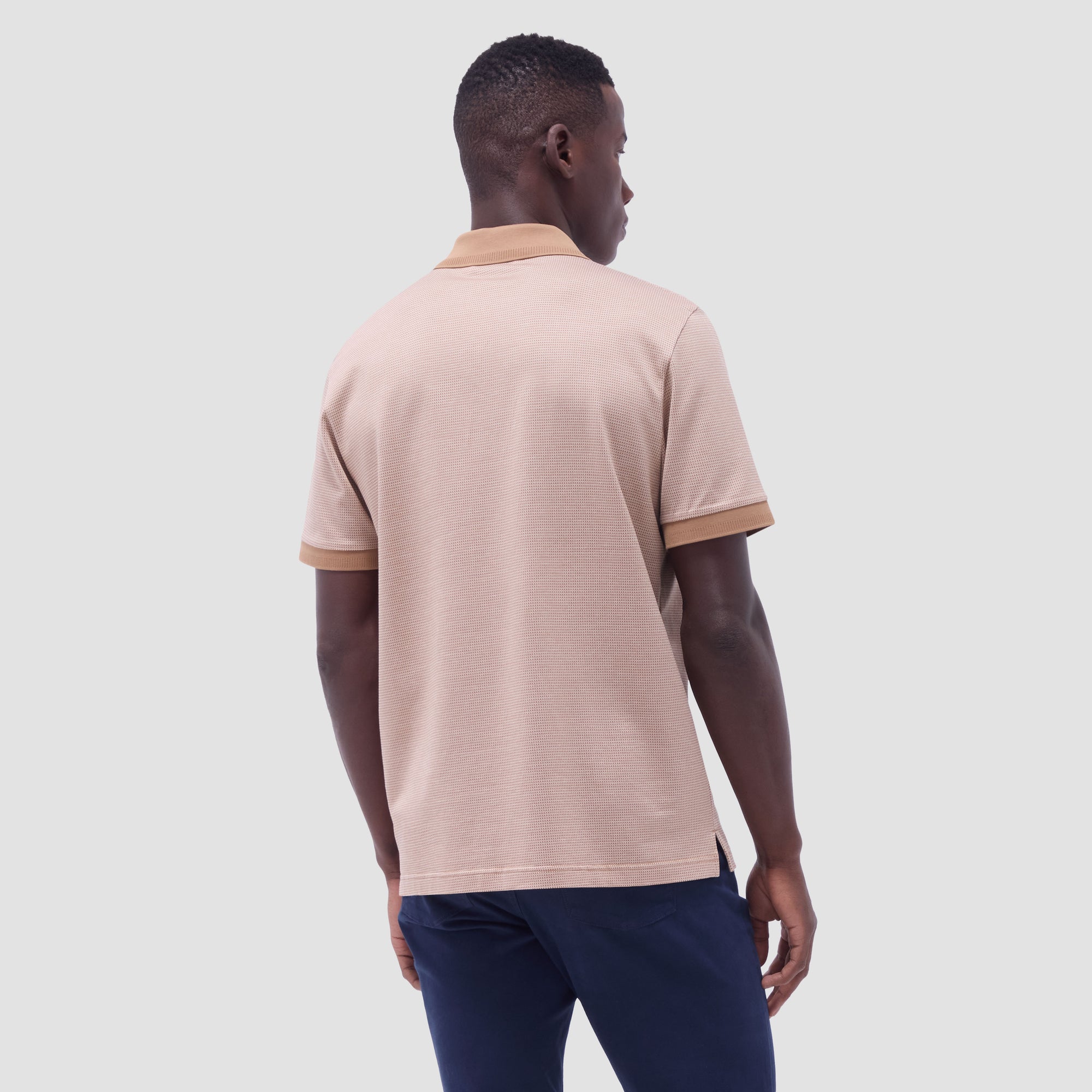 Micro Check Quarter-Zip Polo Shirt