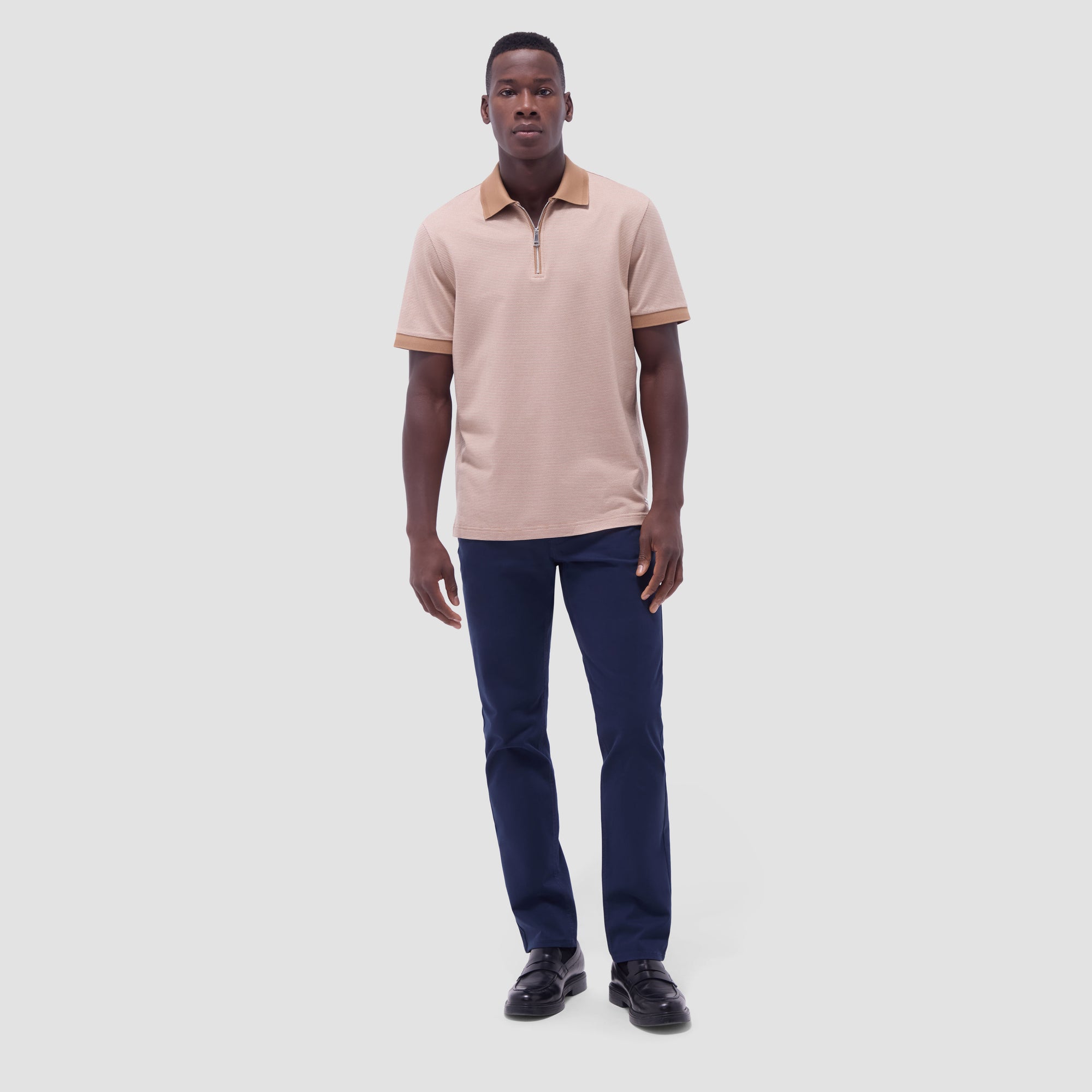 Micro Check Quarter-Zip Polo Shirt