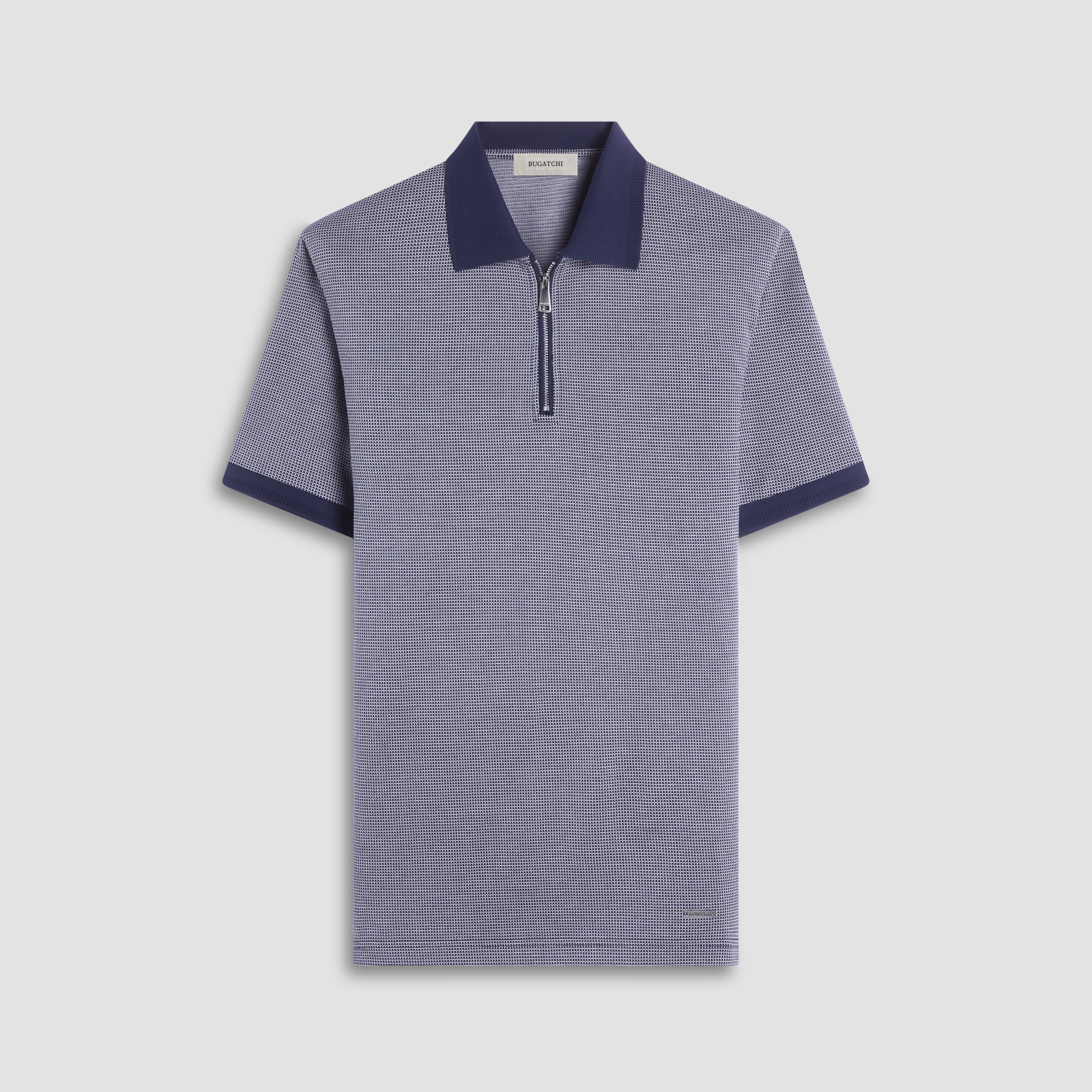 BUGATCHI ポロシャツ M Micro Check Quarter-Zip Polo Shirt – BUGATCHI
