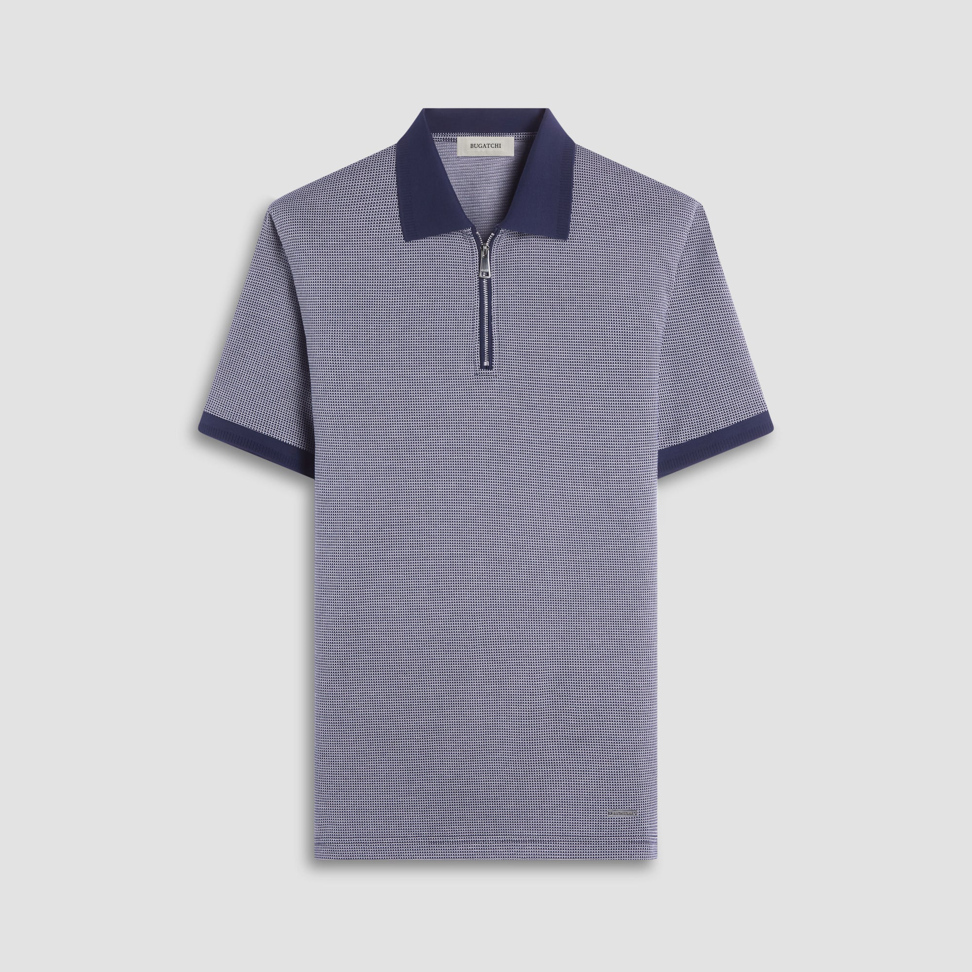 Micro Check Quarter-Zip Polo Shirt