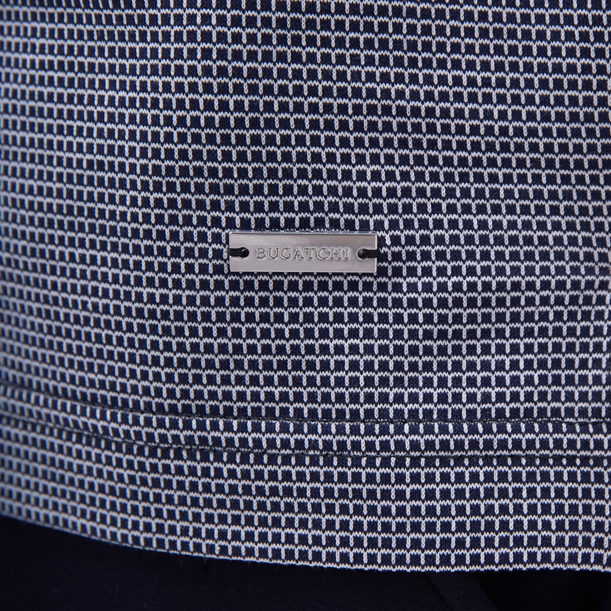 Micro Check Quarter-Zip Polo Shirt