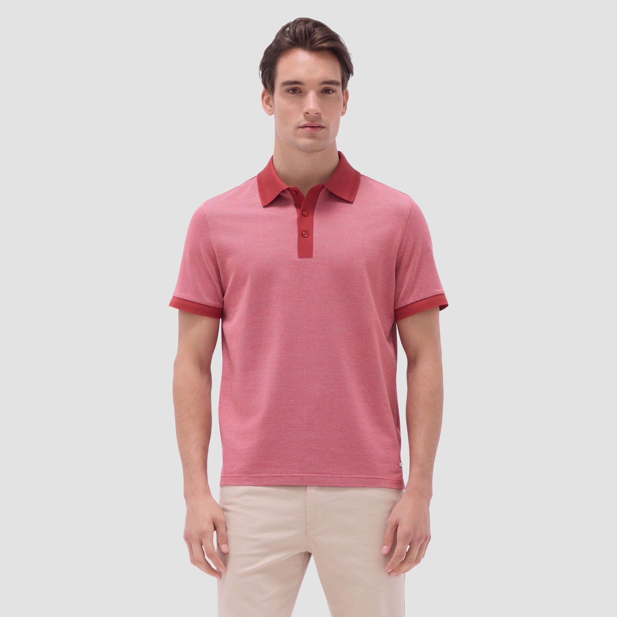 Two-Tone Bird's Eye Polo Shirt