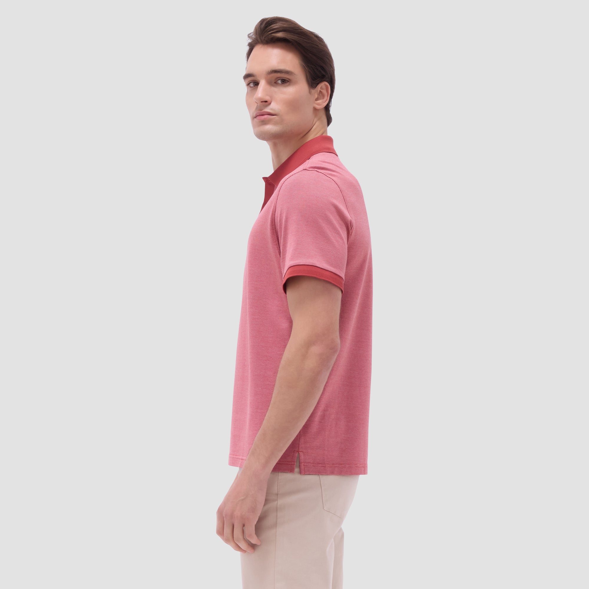 Two-Tone Bird's Eye Polo Shirt