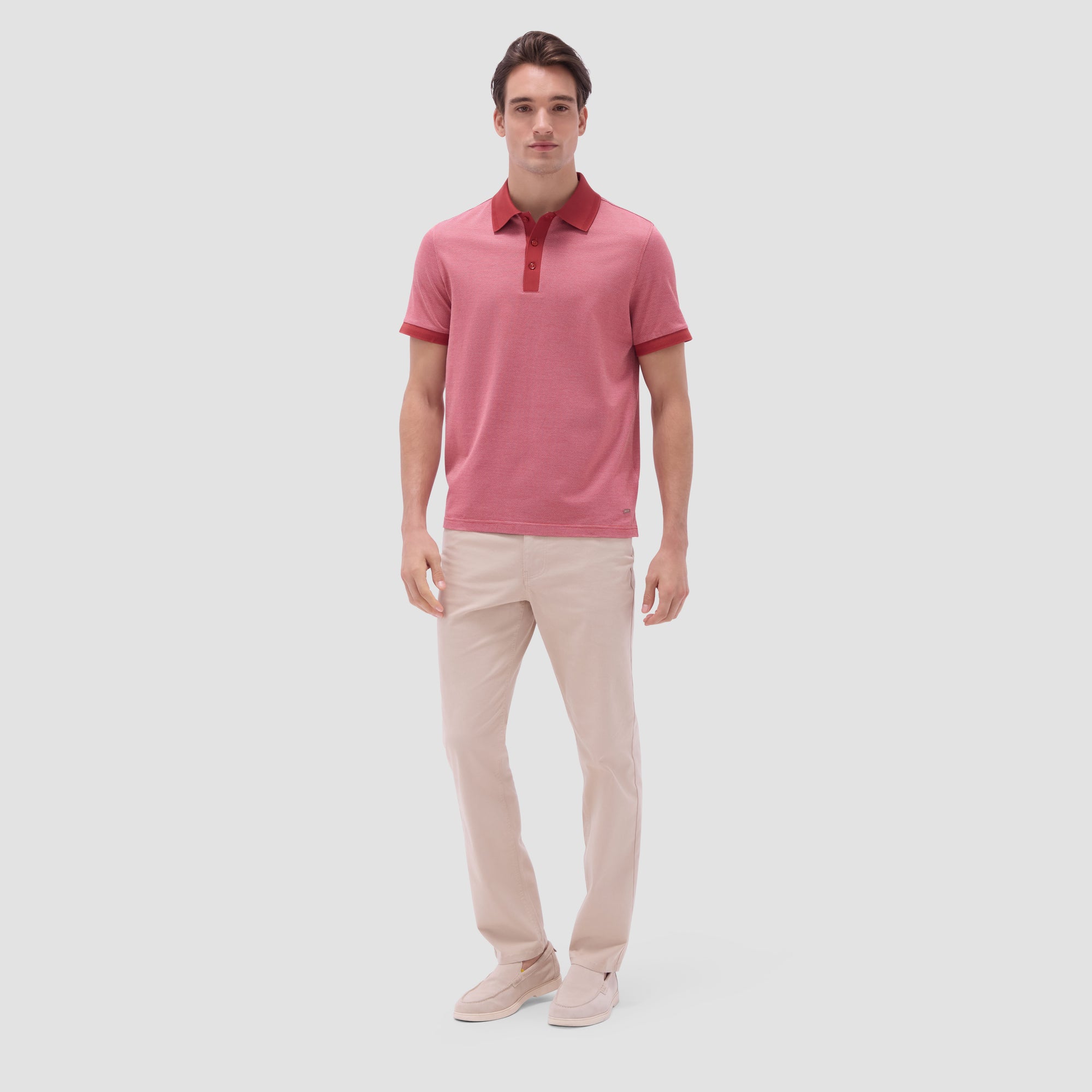 Two-Tone Bird's Eye Polo Shirt