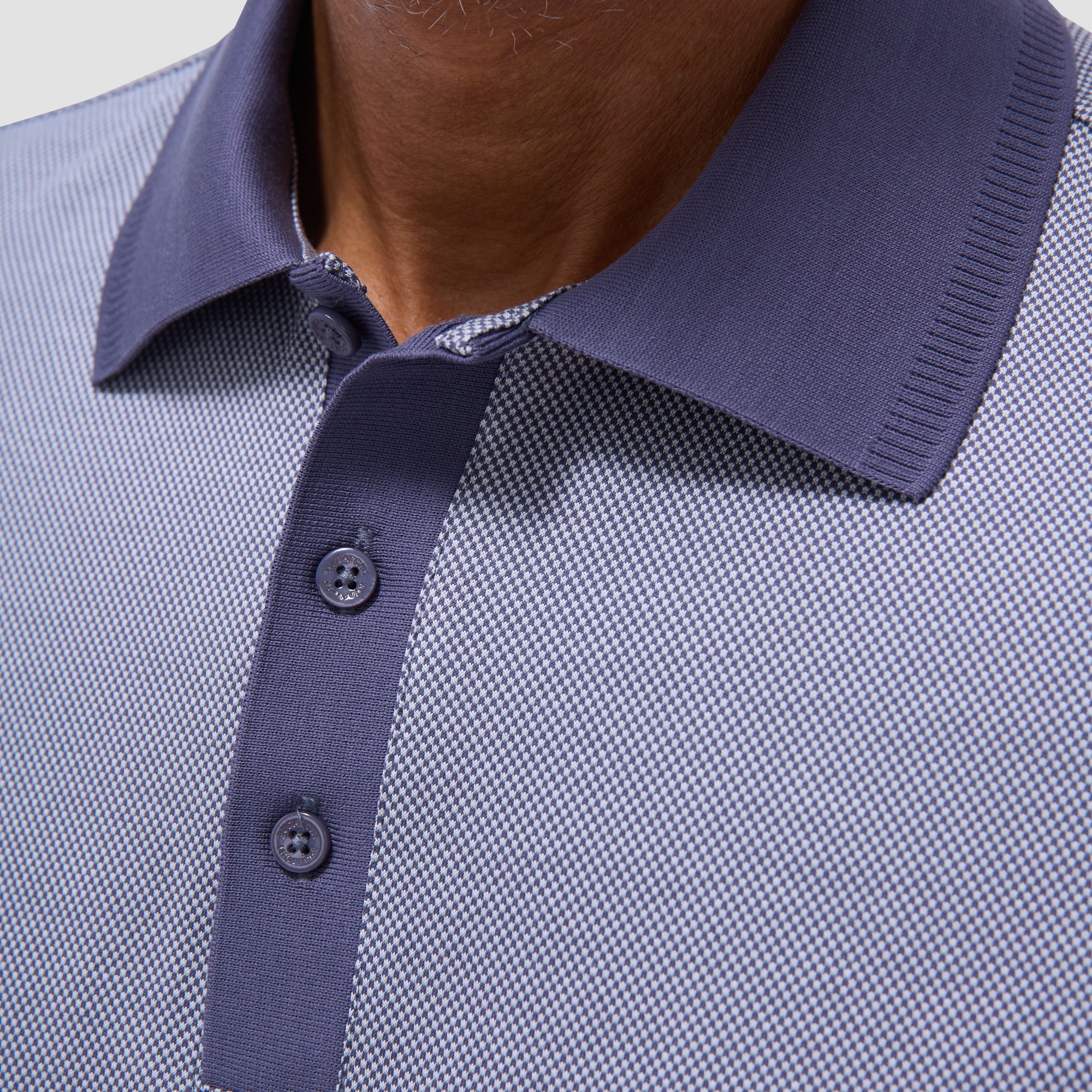 Two-Tone Bird's Eye Polo Shirt