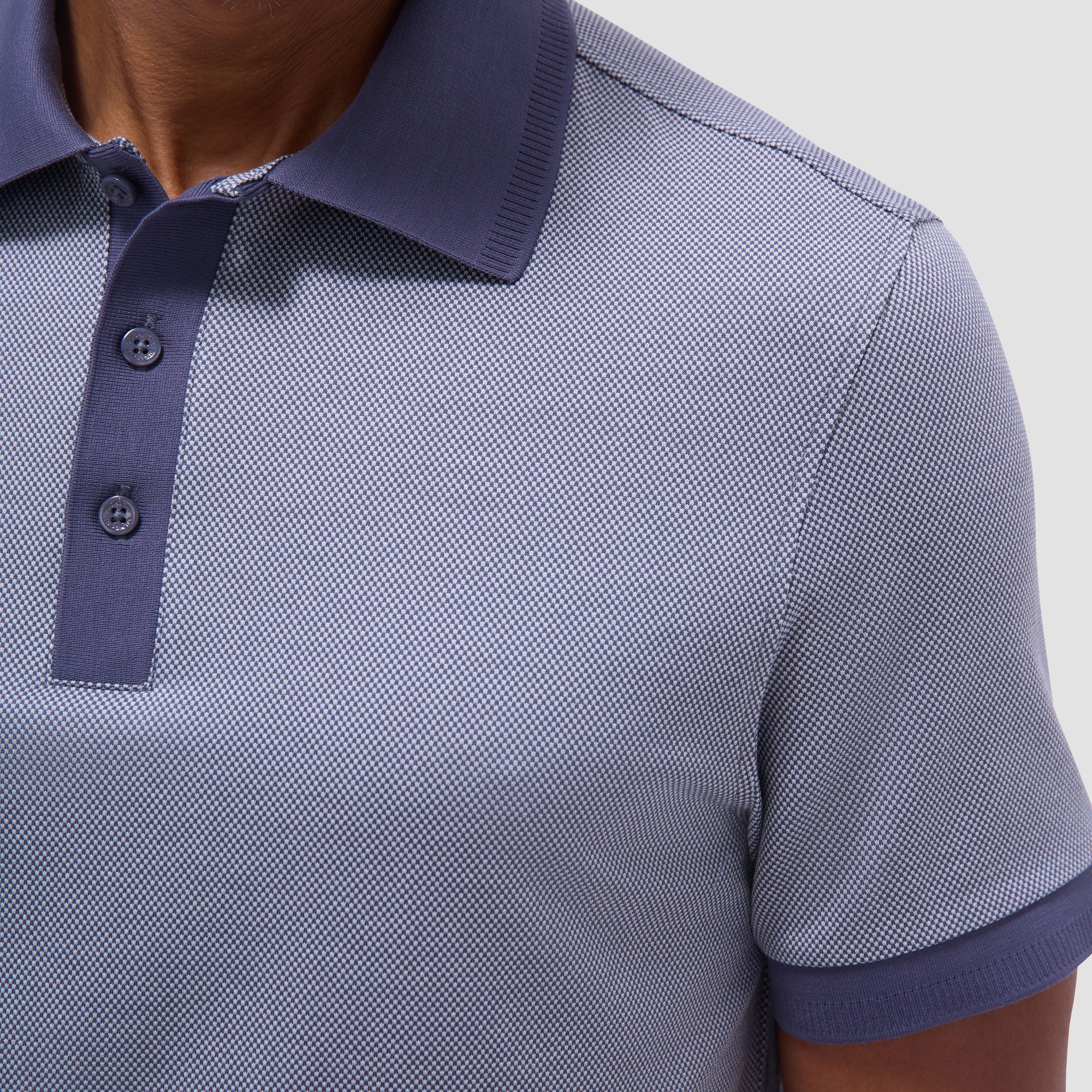 Two-Tone Bird's Eye Polo Shirt