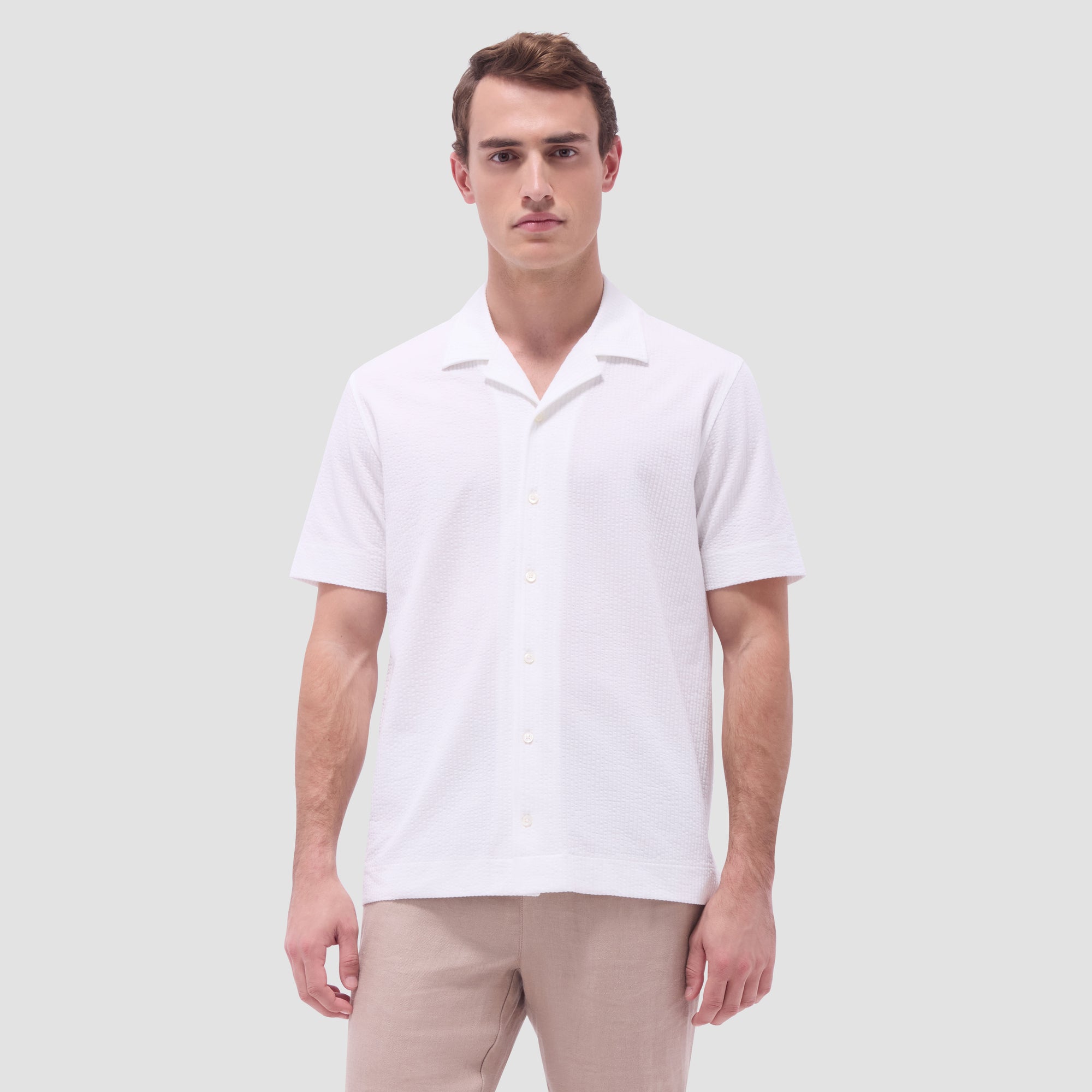 Seersucker Crinkled Camp Shirt
