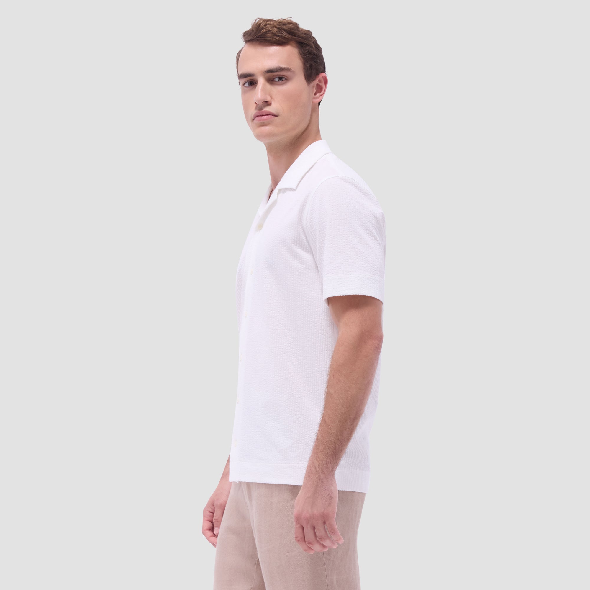 Seersucker Crinkled Camp Shirt