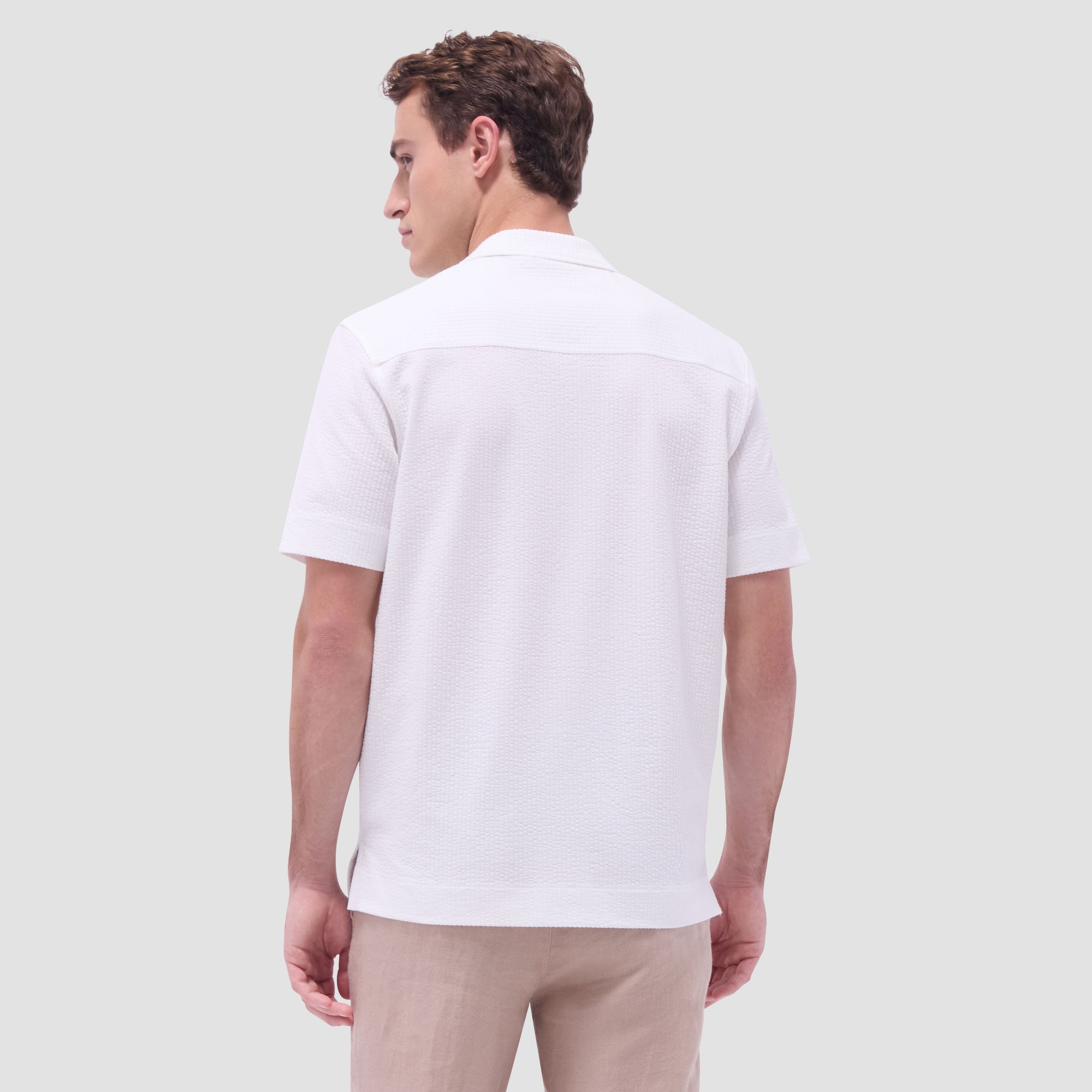 Seersucker Crinkled Camp Shirt