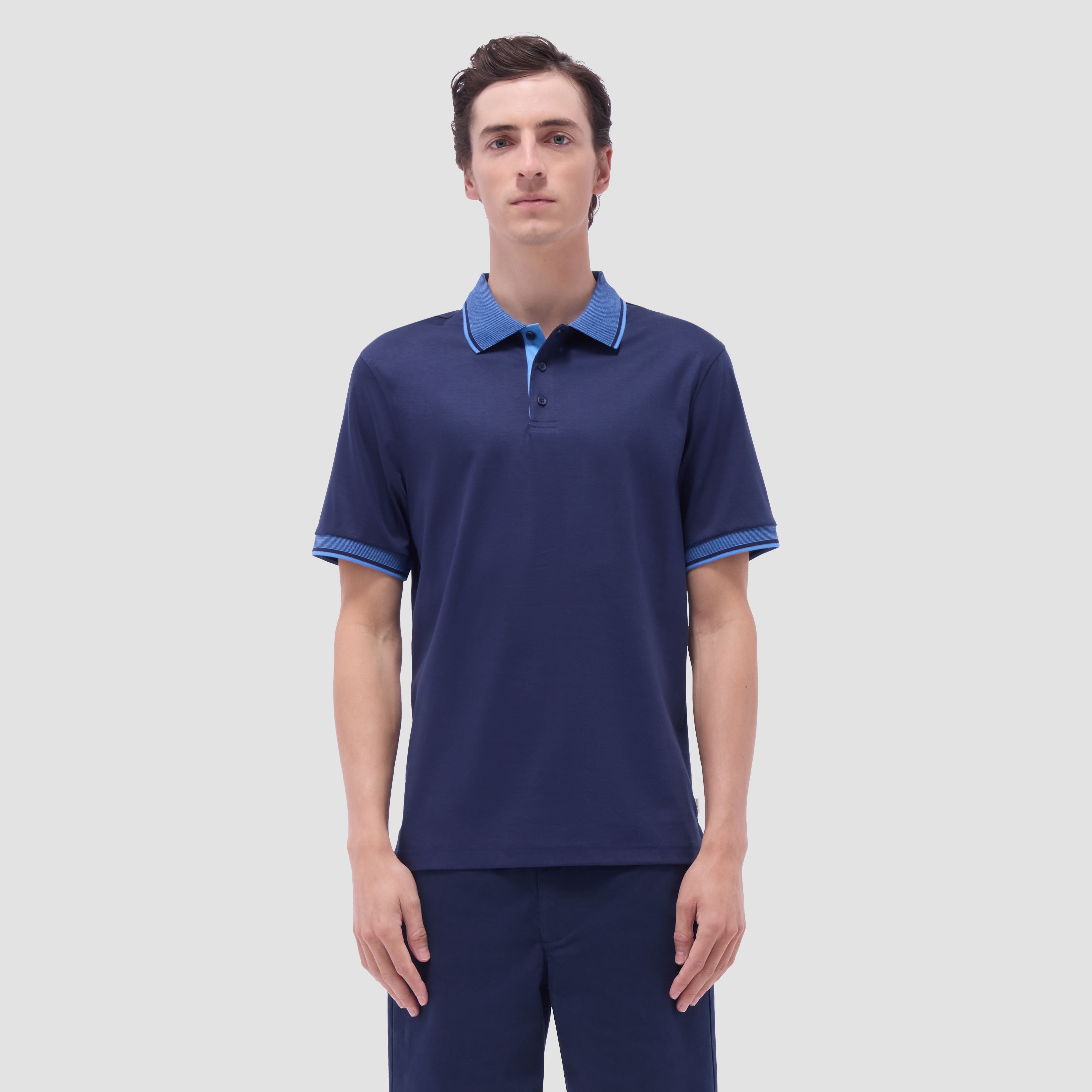 Solid Polo Shirt in Navy – BUGATCHI