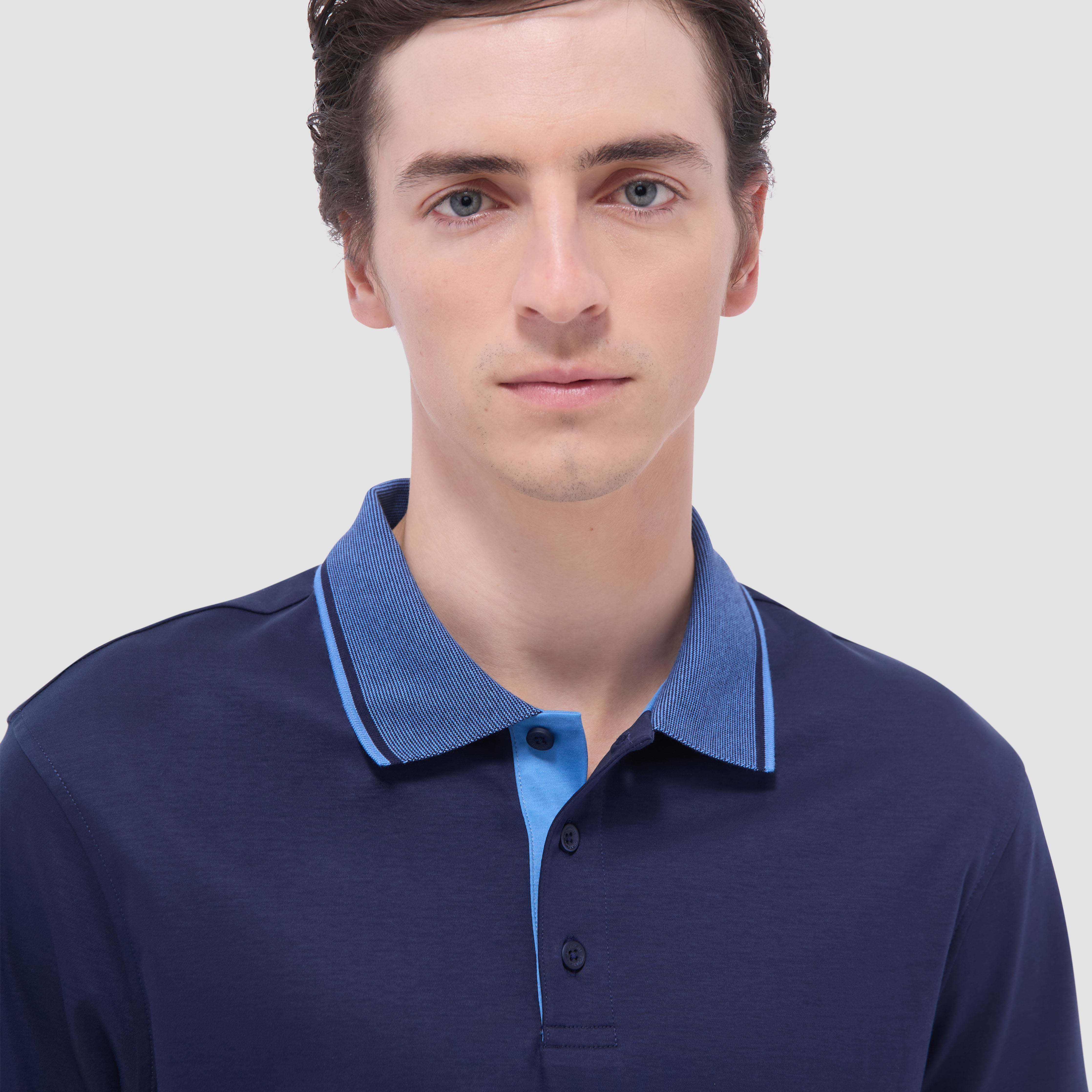 Solid Polo Shirt in Navy – BUGATCHI