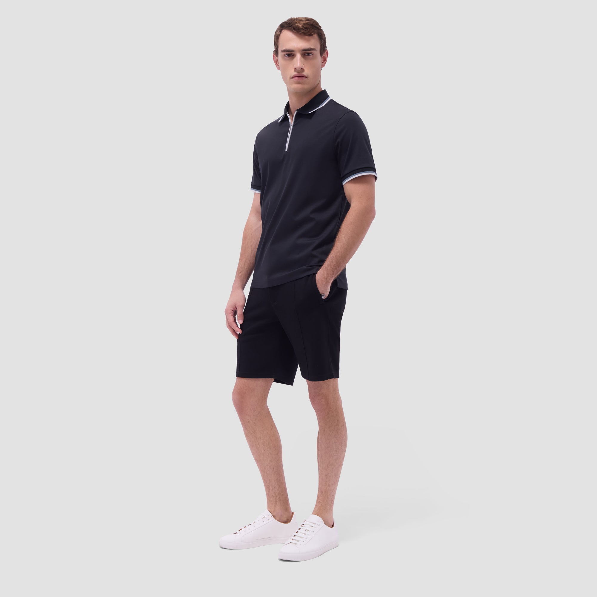 Solid Quarter-Zip Polo Shirt