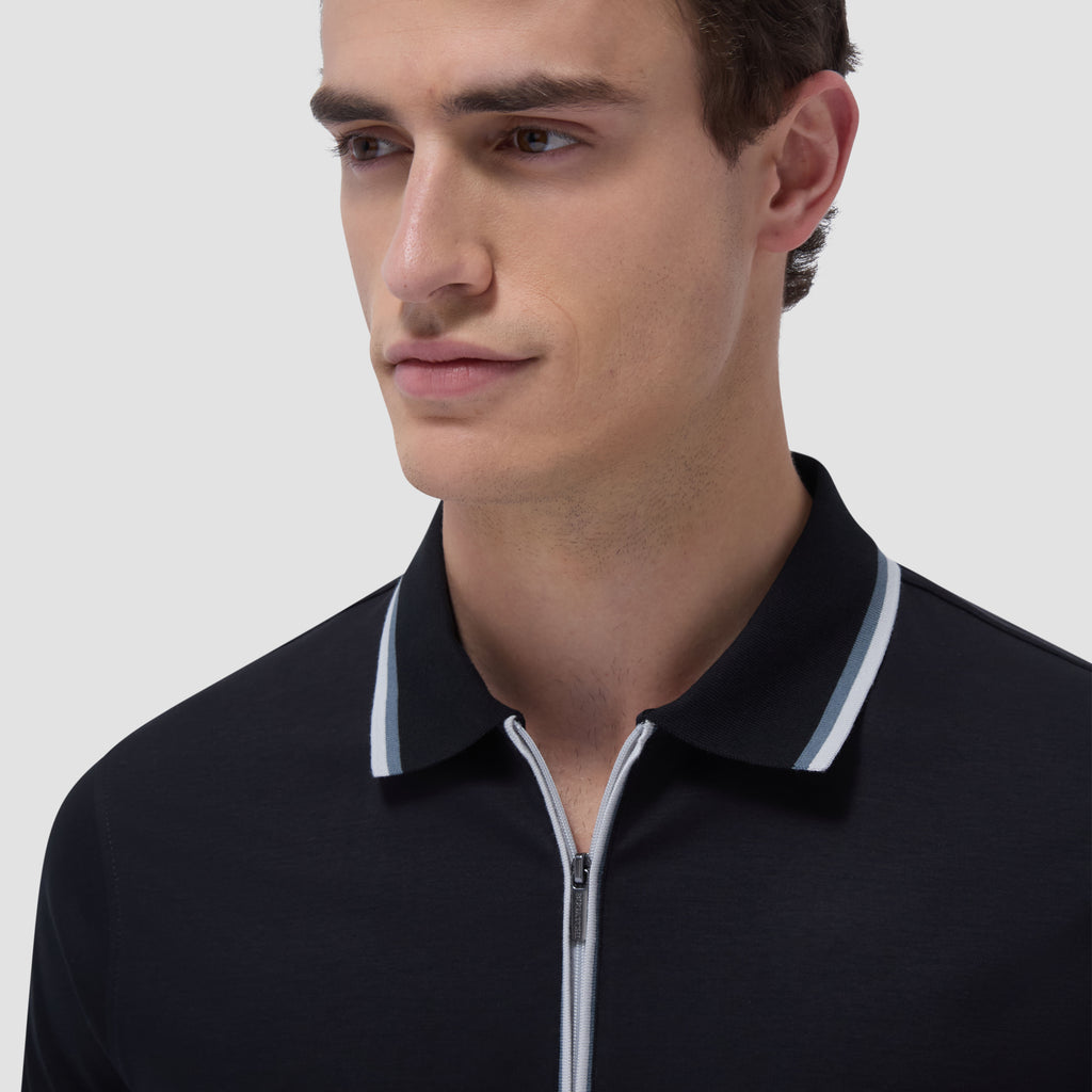 Solid Quarter-Zip Polo Shirt in Black – BUGATCHI