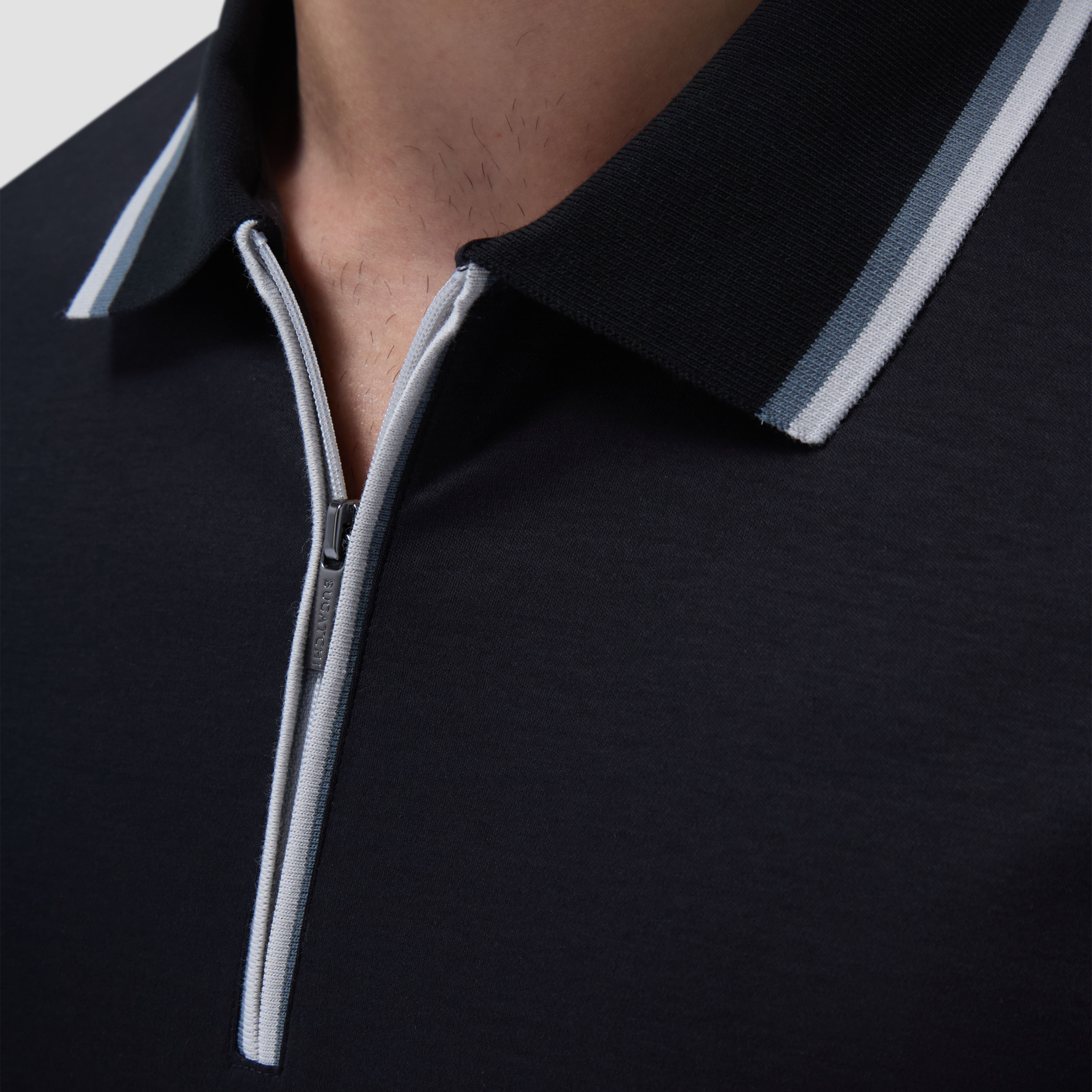 Solid Quarter-Zip Polo Shirt in Black – BUGATCHI