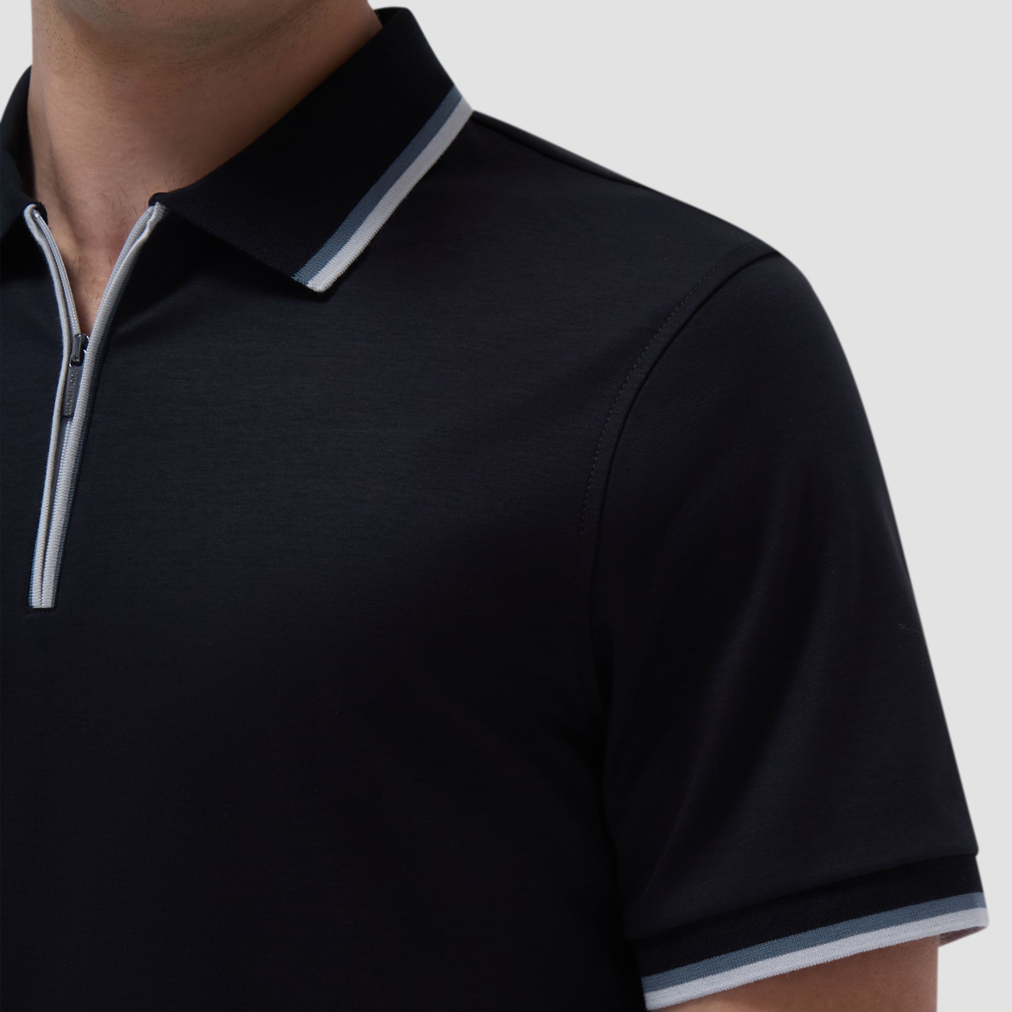 Solid Quarter-Zip Polo Shirt