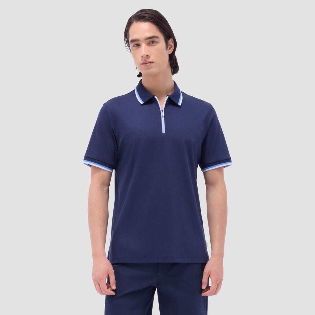 BUGATCHI ポロシャツ M Solid Quarter-Zip Polo Shirt in Navy – BUGATCHI