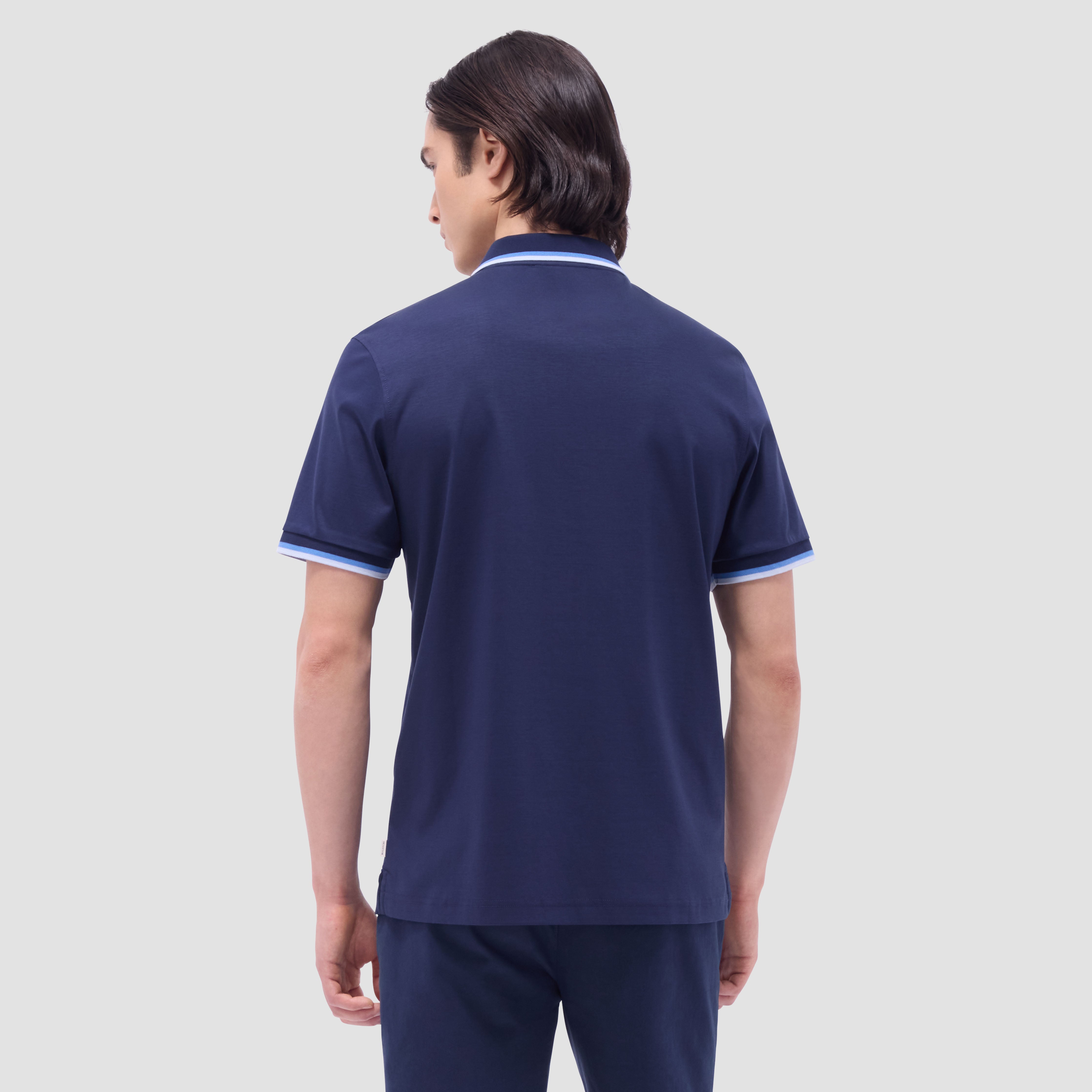 Solid Quarter-Zip Polo Shirt in Navy – BUGATCHI