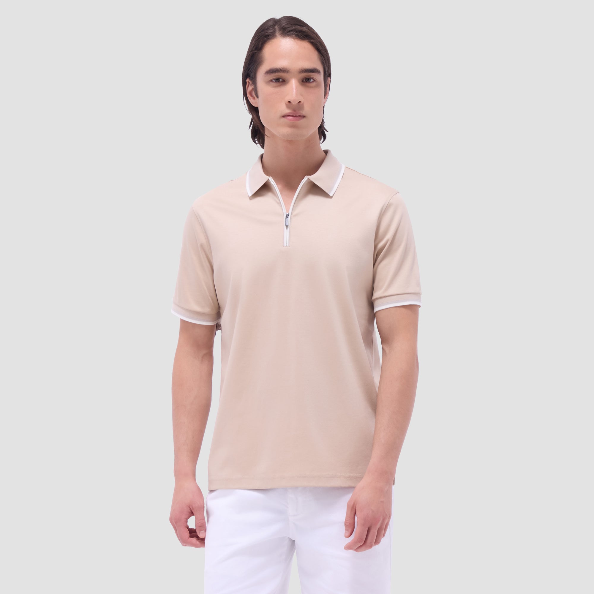 Solid Quarter-Zip Polo Shirt