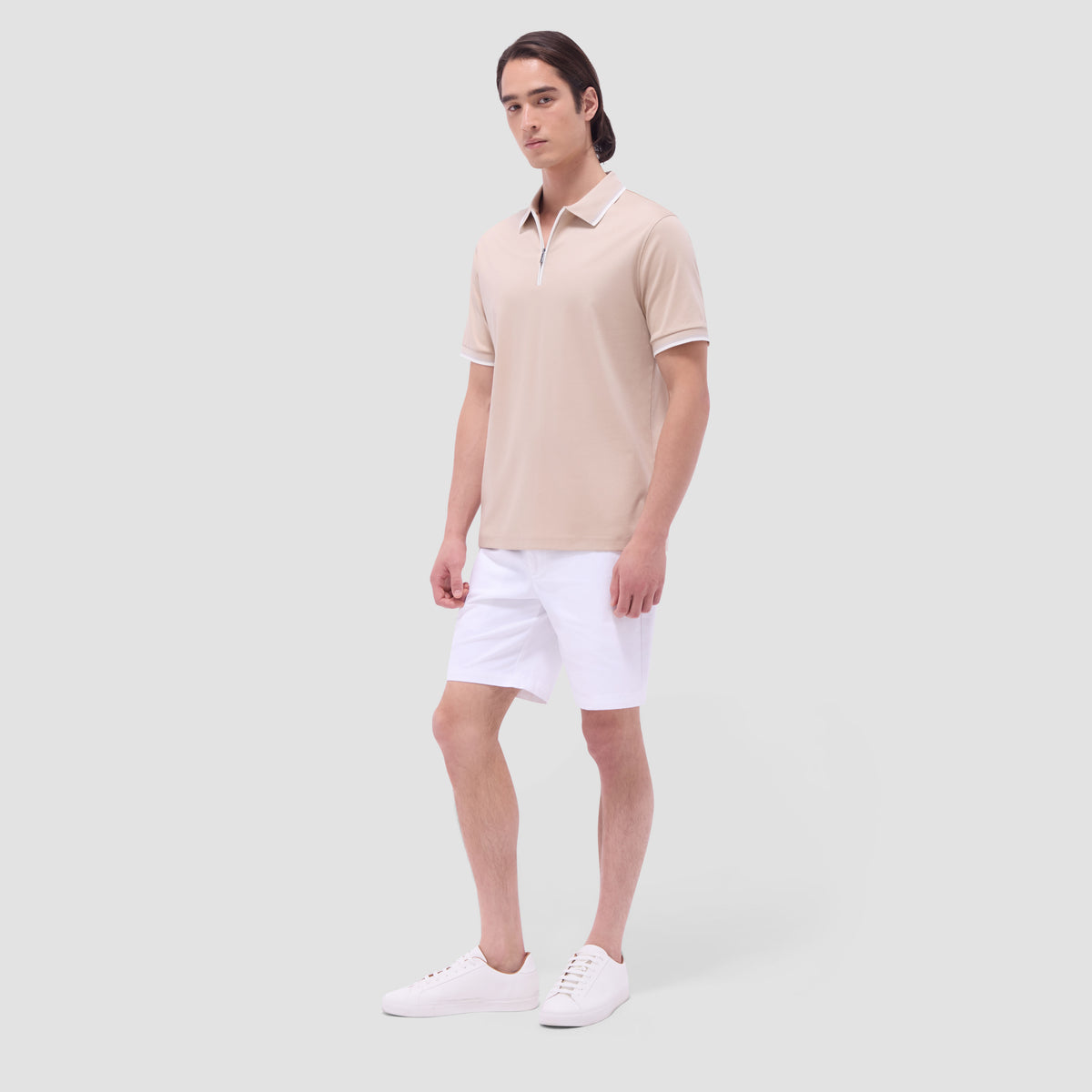 Solid Quarter-Zip Polo Shirt