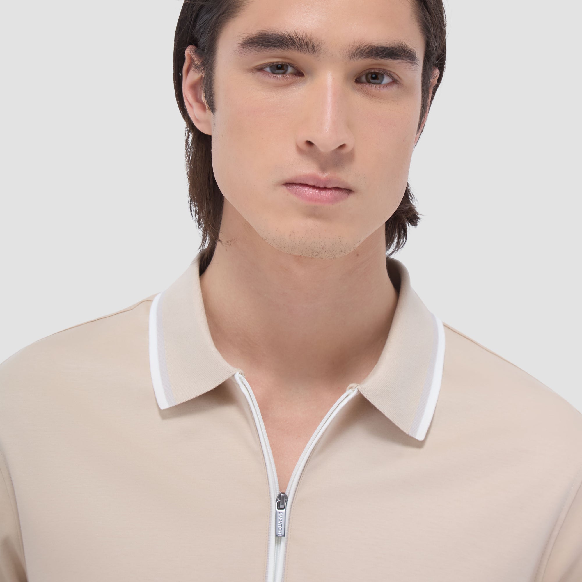 Solid Quarter-Zip Polo Shirt