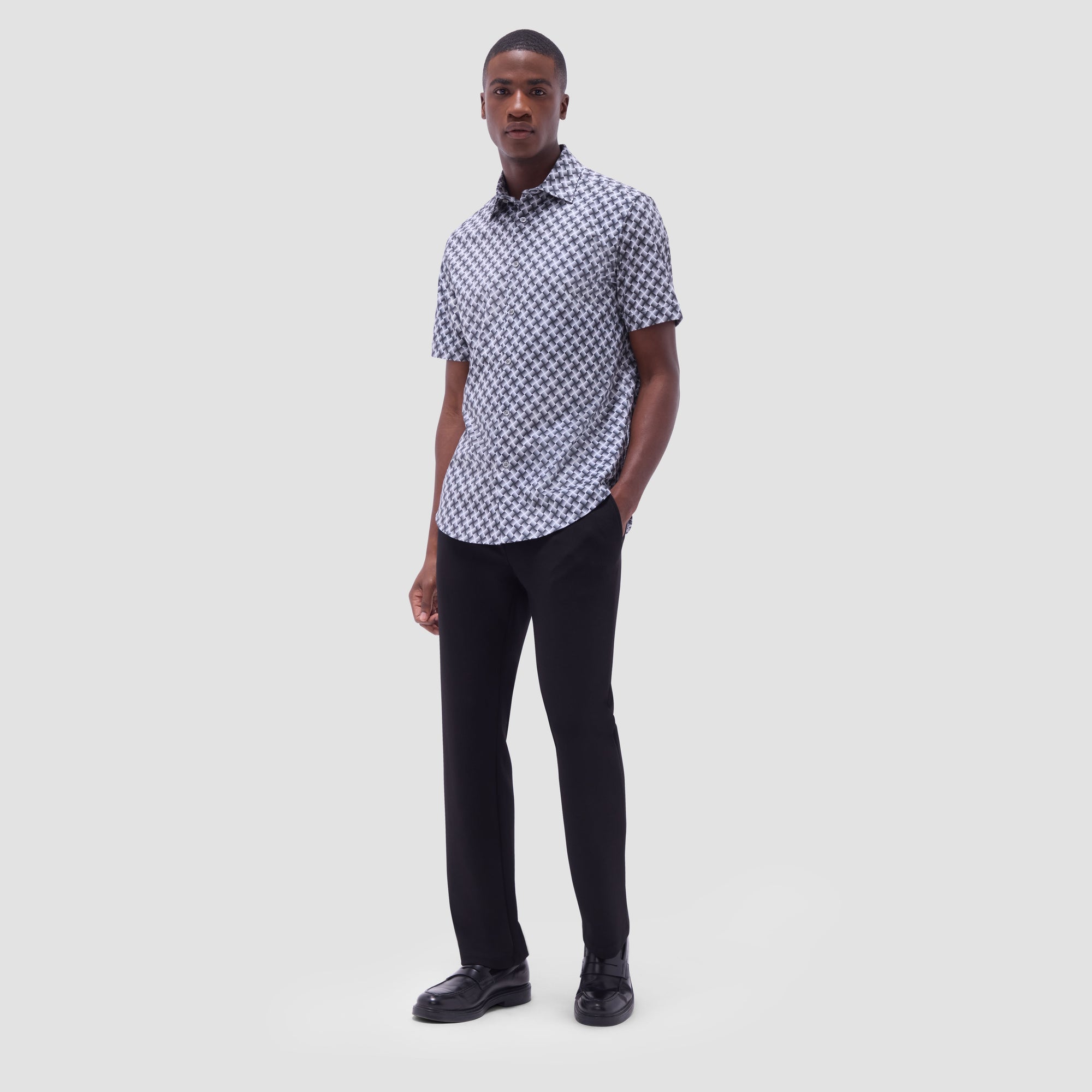 Miles Basketweave OoohCotton Short-Sleeve Shirt