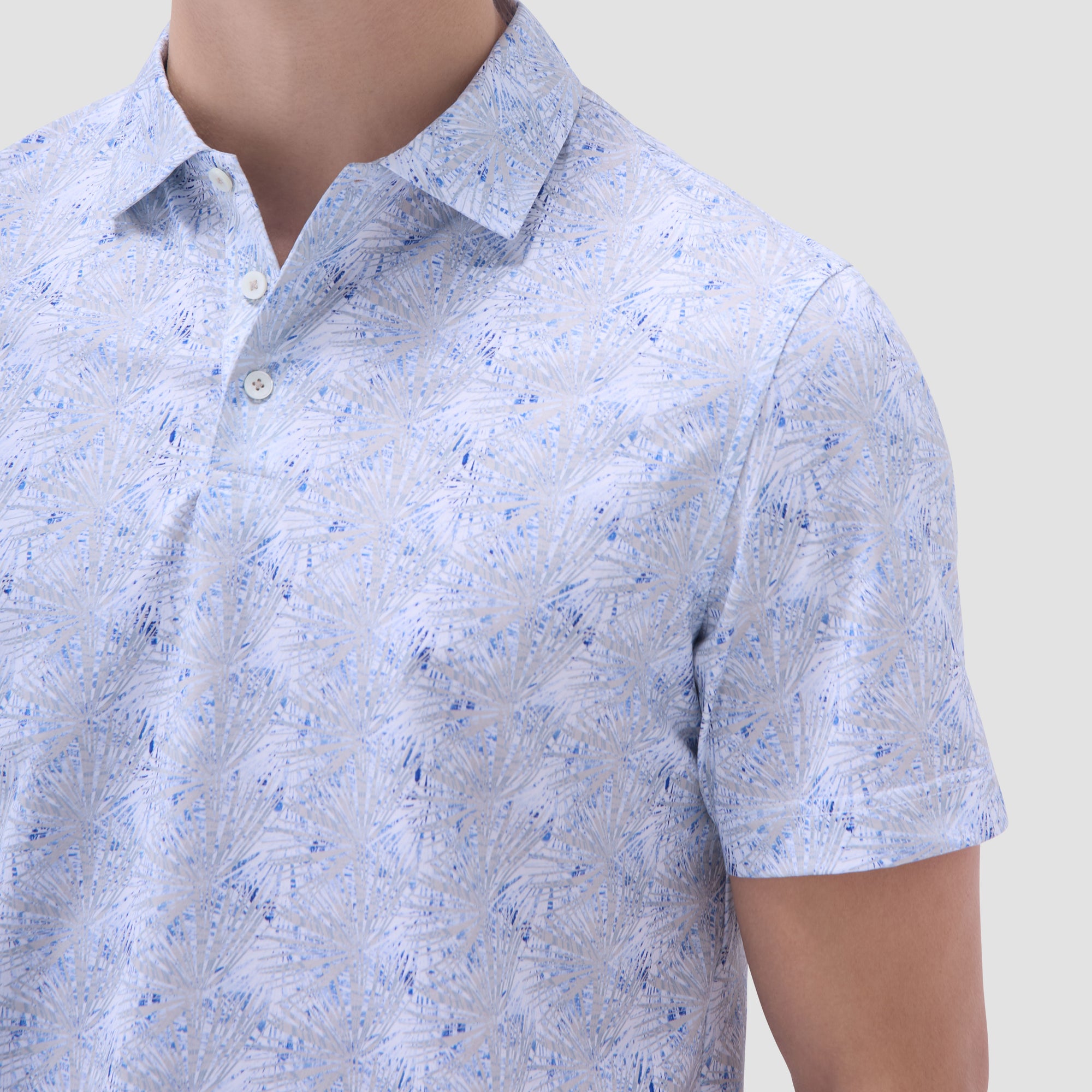 Victor Leaf Print OoohCotton Polo Shirt