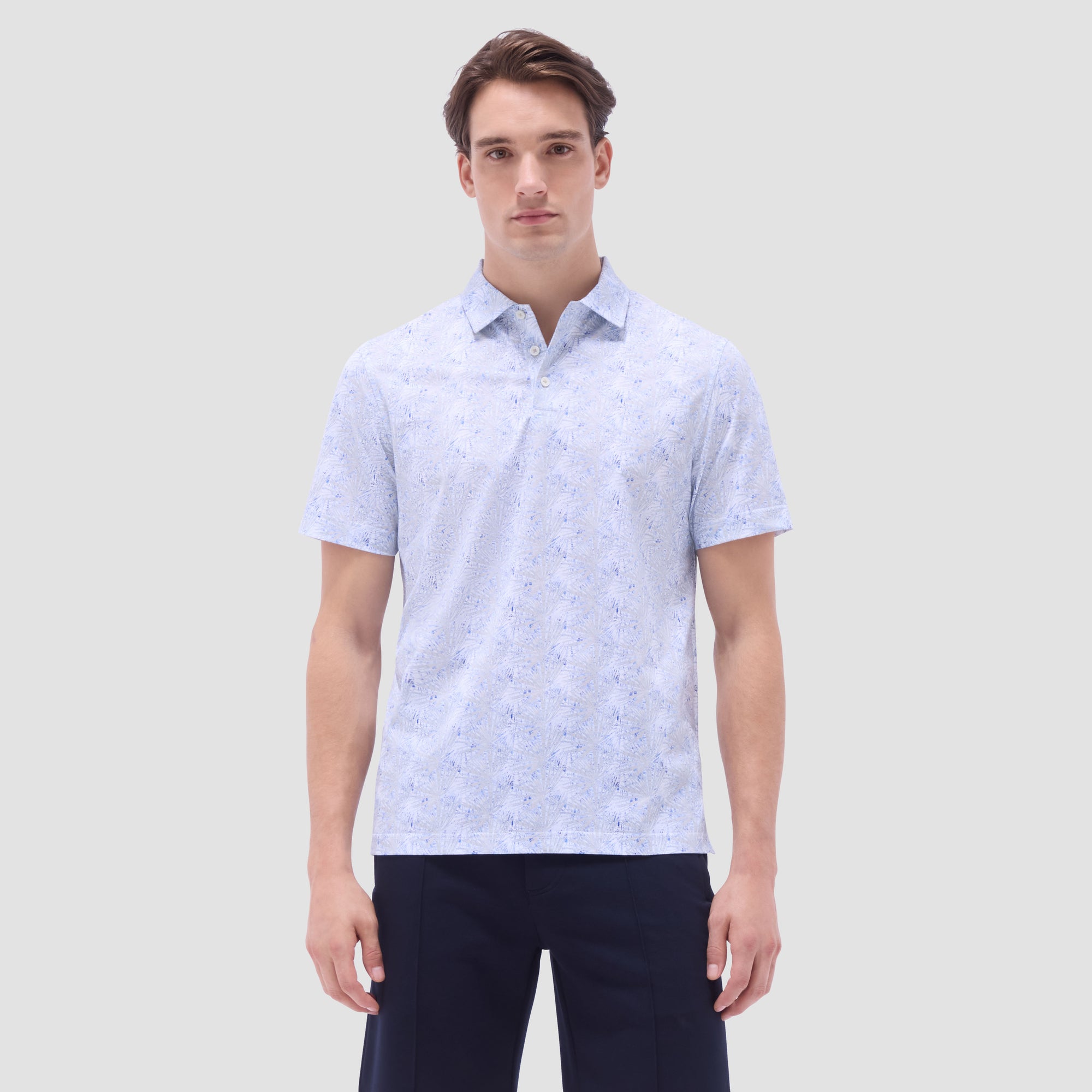 Victor Leaf Print OoohCotton Polo Shirt