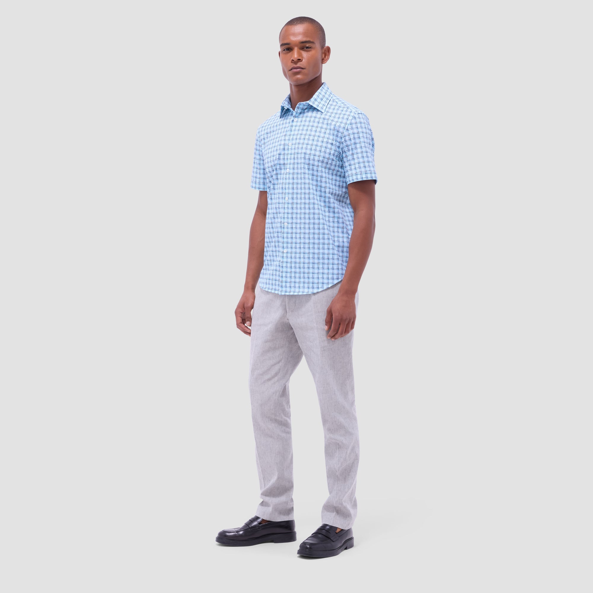 Miles Windowpane OoohCotton Short-Sleeve Shirt