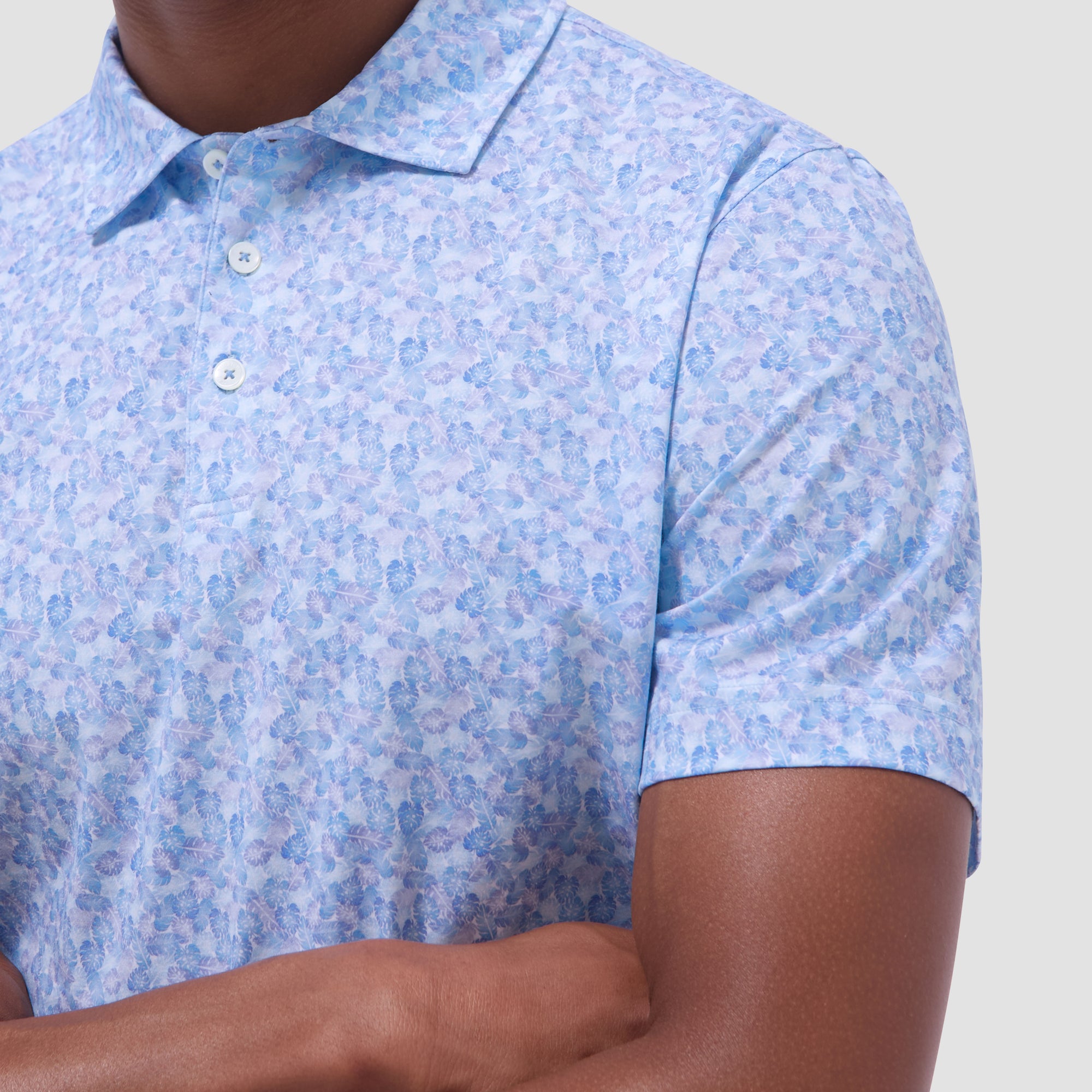 Victor Leaf Print OoohCotton Polo Shirt